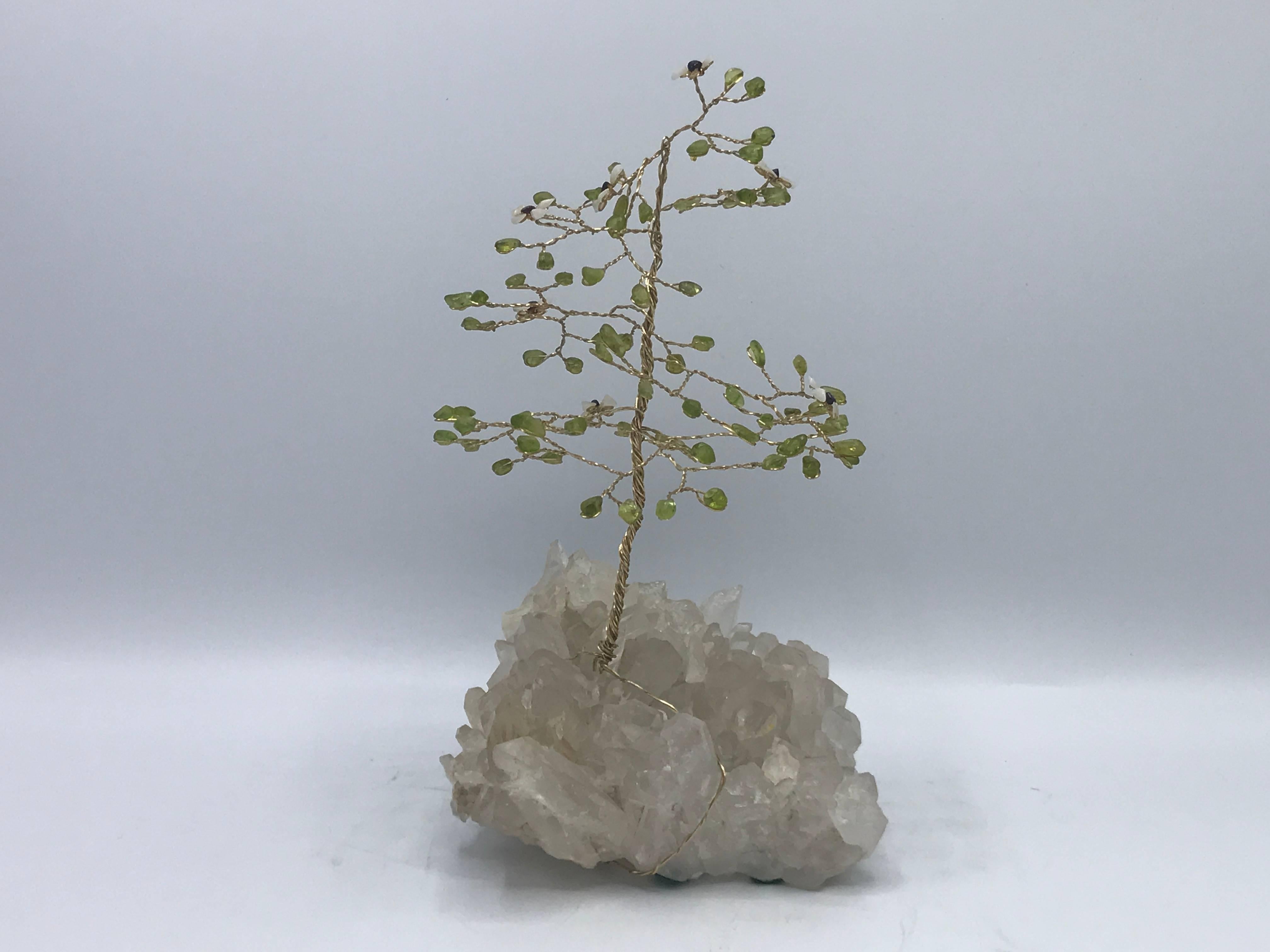 1960s Crystal and Quartz Tree Sculpture In Excellent Condition For Sale In Richmond, VA