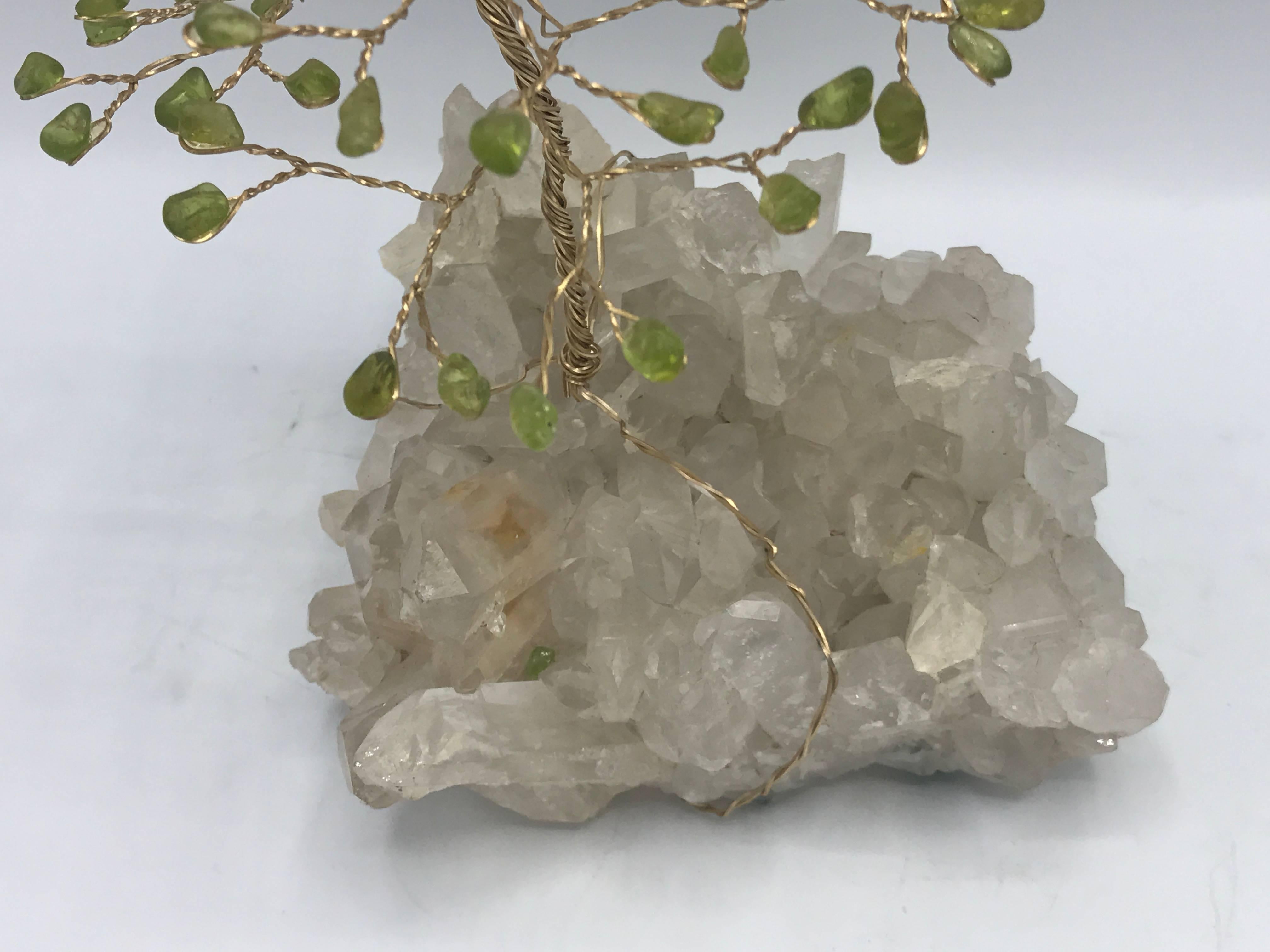 20th Century 1960s Crystal and Quartz Tree Sculpture For Sale