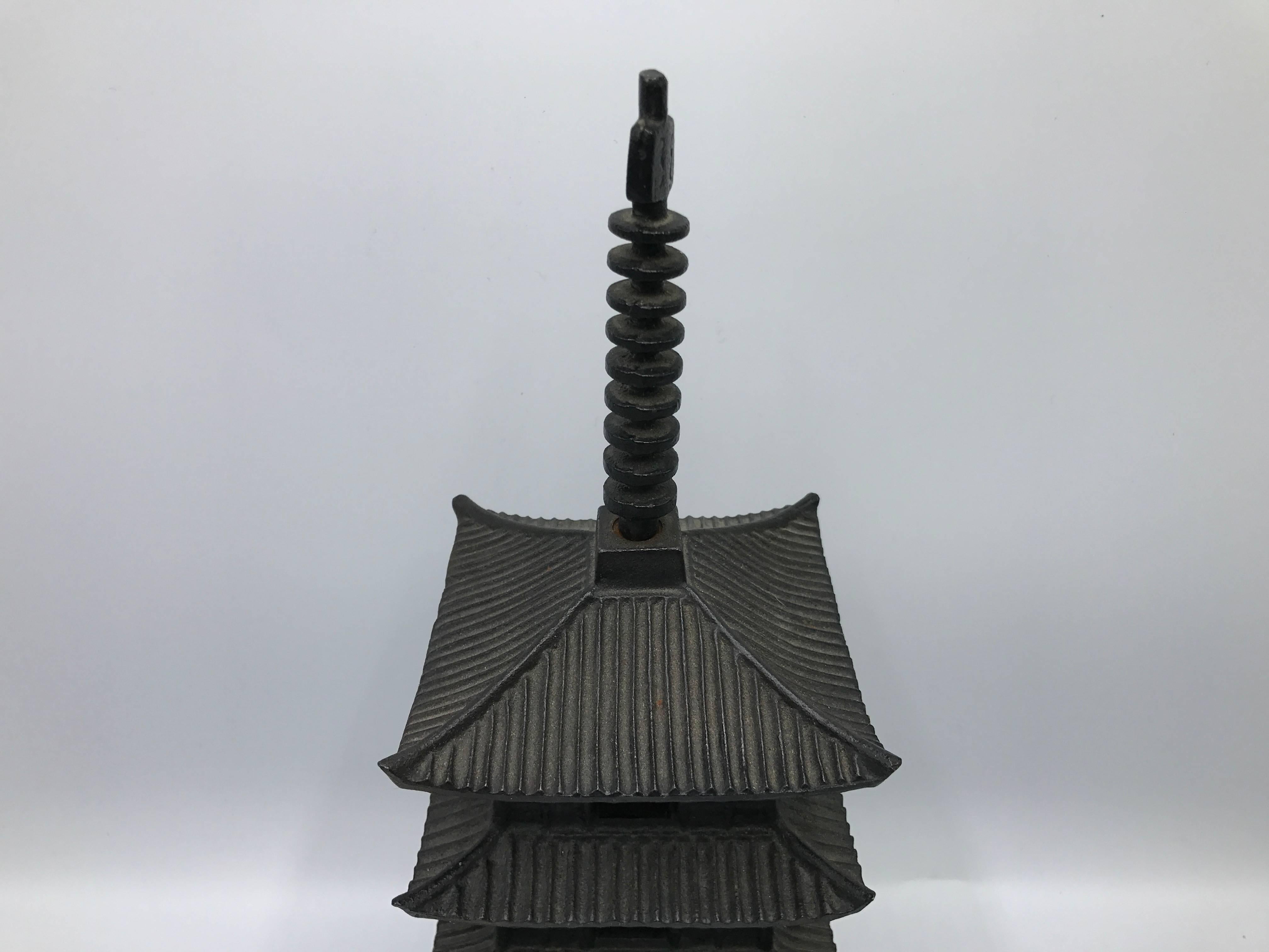1950s Iron Pagoda Statue In Excellent Condition In Richmond, VA