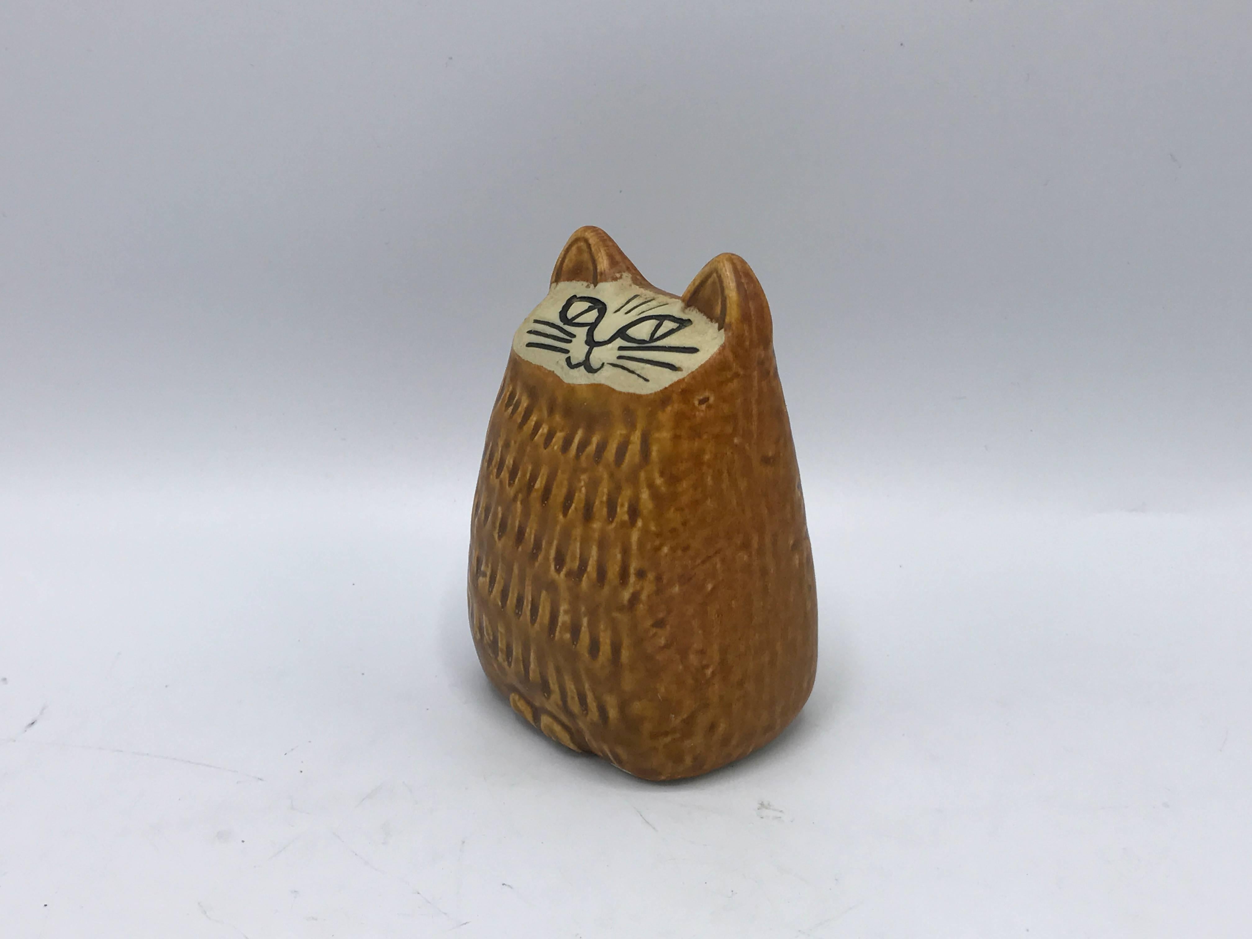 Offered is a beautiful and rare, 1970s Lisa Larson for Gustavsberg cat sculpture.
