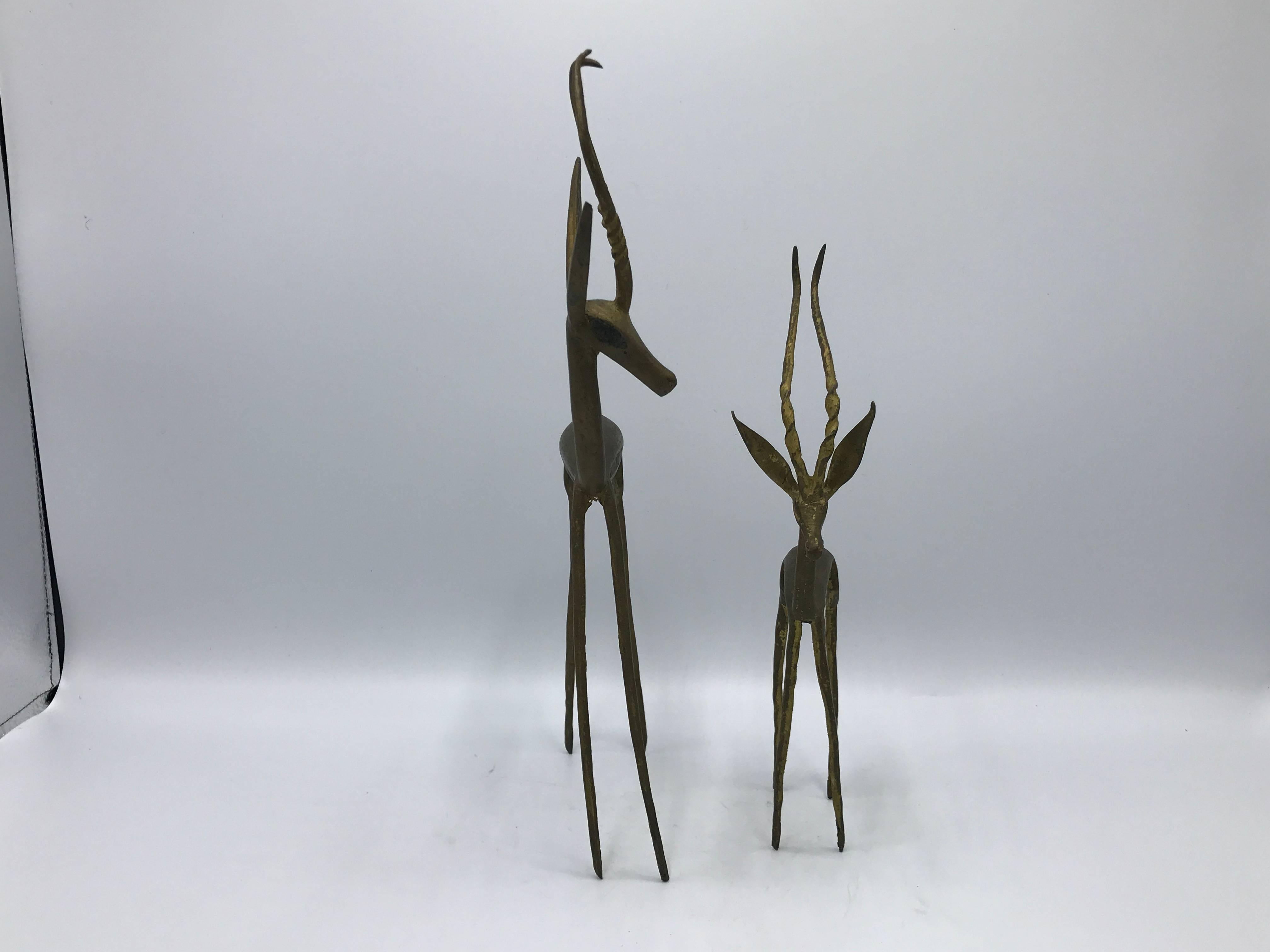 1960s Modernist Brass Gazelle Sculptures, Pair 1
