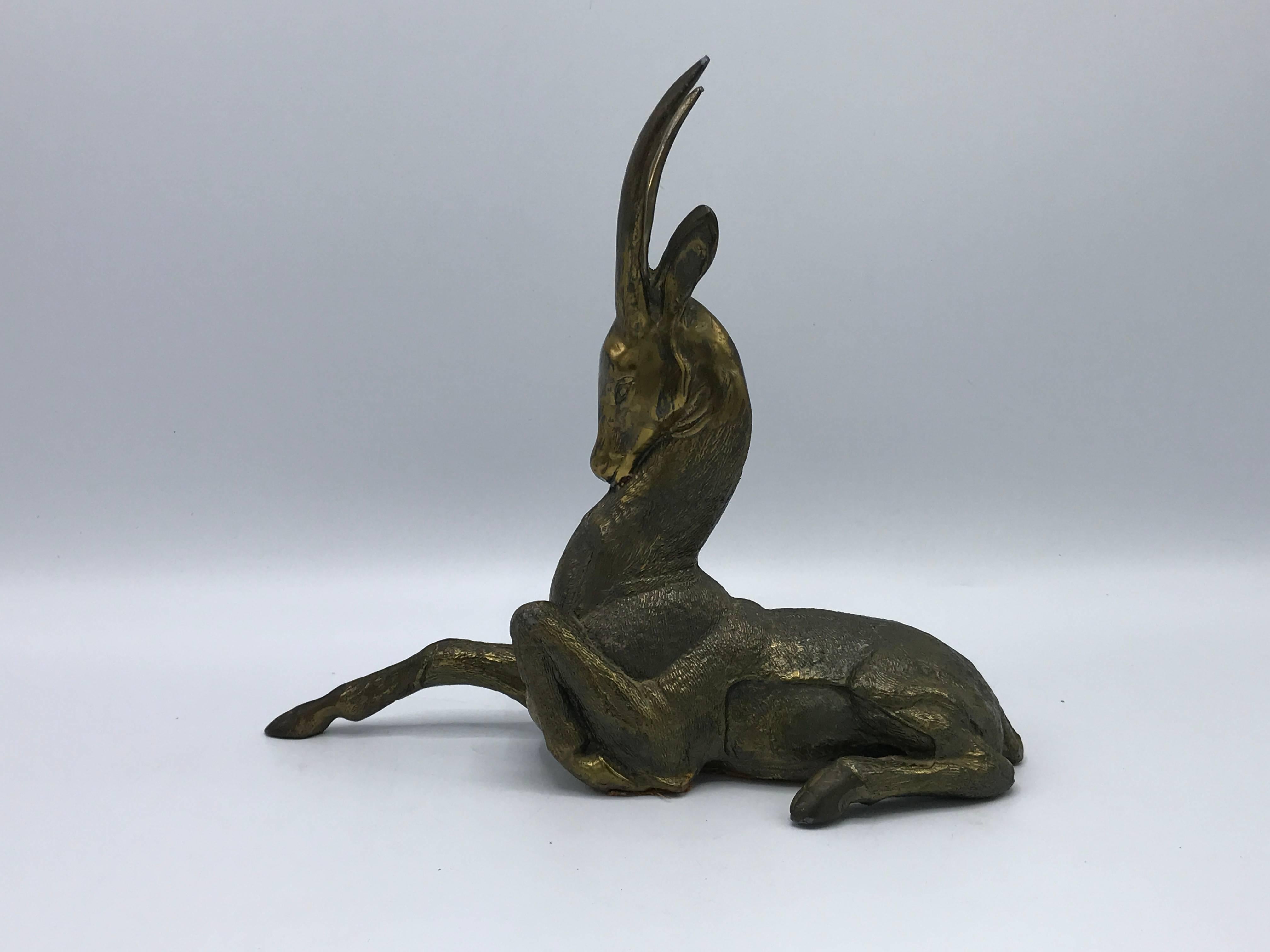Offered is a gorgeous, 1970s bronze ibex goat sculpture.