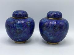1960s Blue Cloisonńe Ginger Jars, Pair