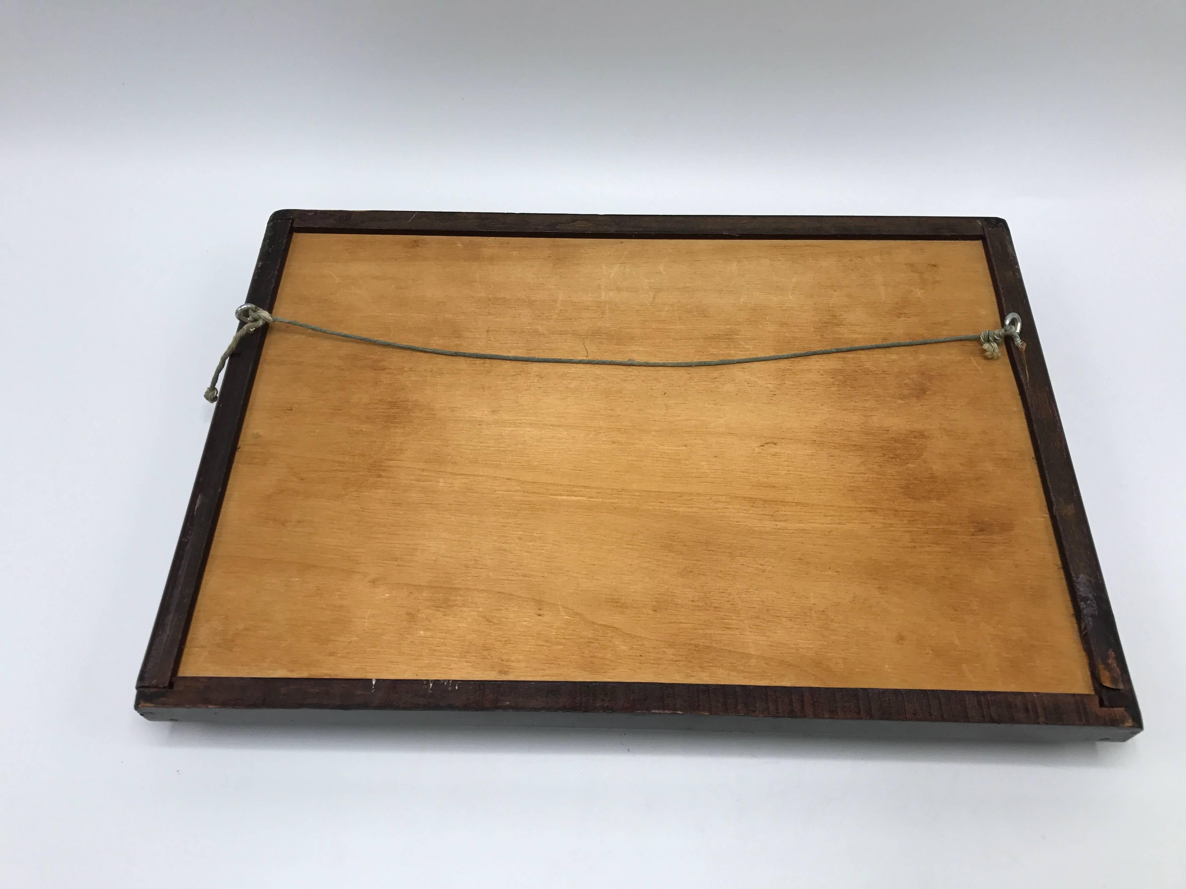 1930s Sailboat Nautical Scape Tray with Wood For Sale 2