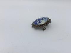19th Century Delft Pin with Silver Framing