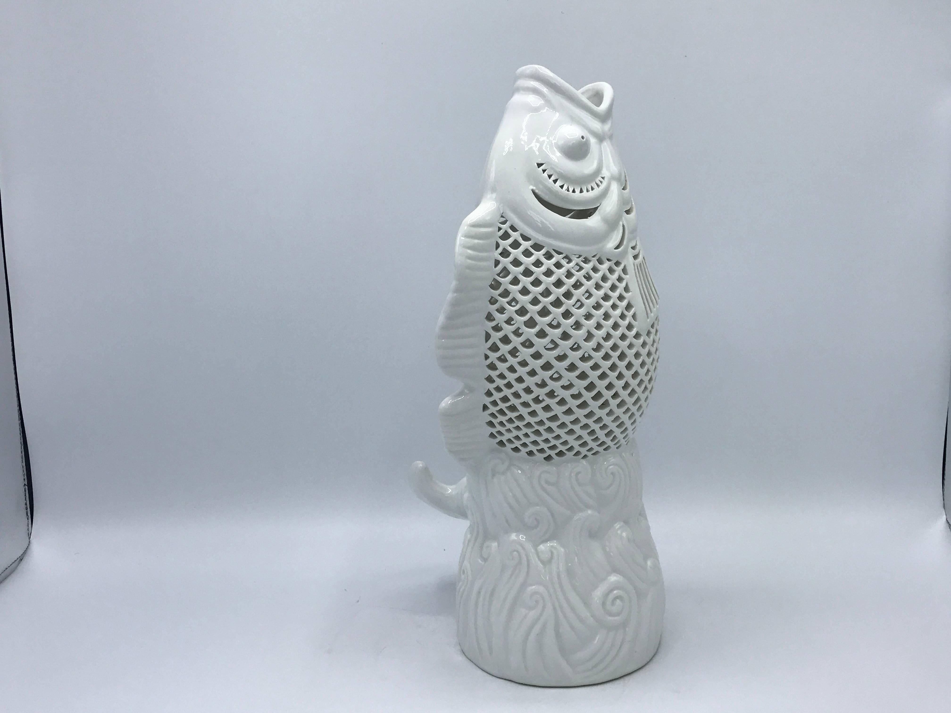 Chinoiserie 1960s Blanc de Chine Koi Carp Fish Sculpture For Sale