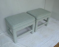 1960s, Milo Baughman Style Blue Parsons Stool, Pair