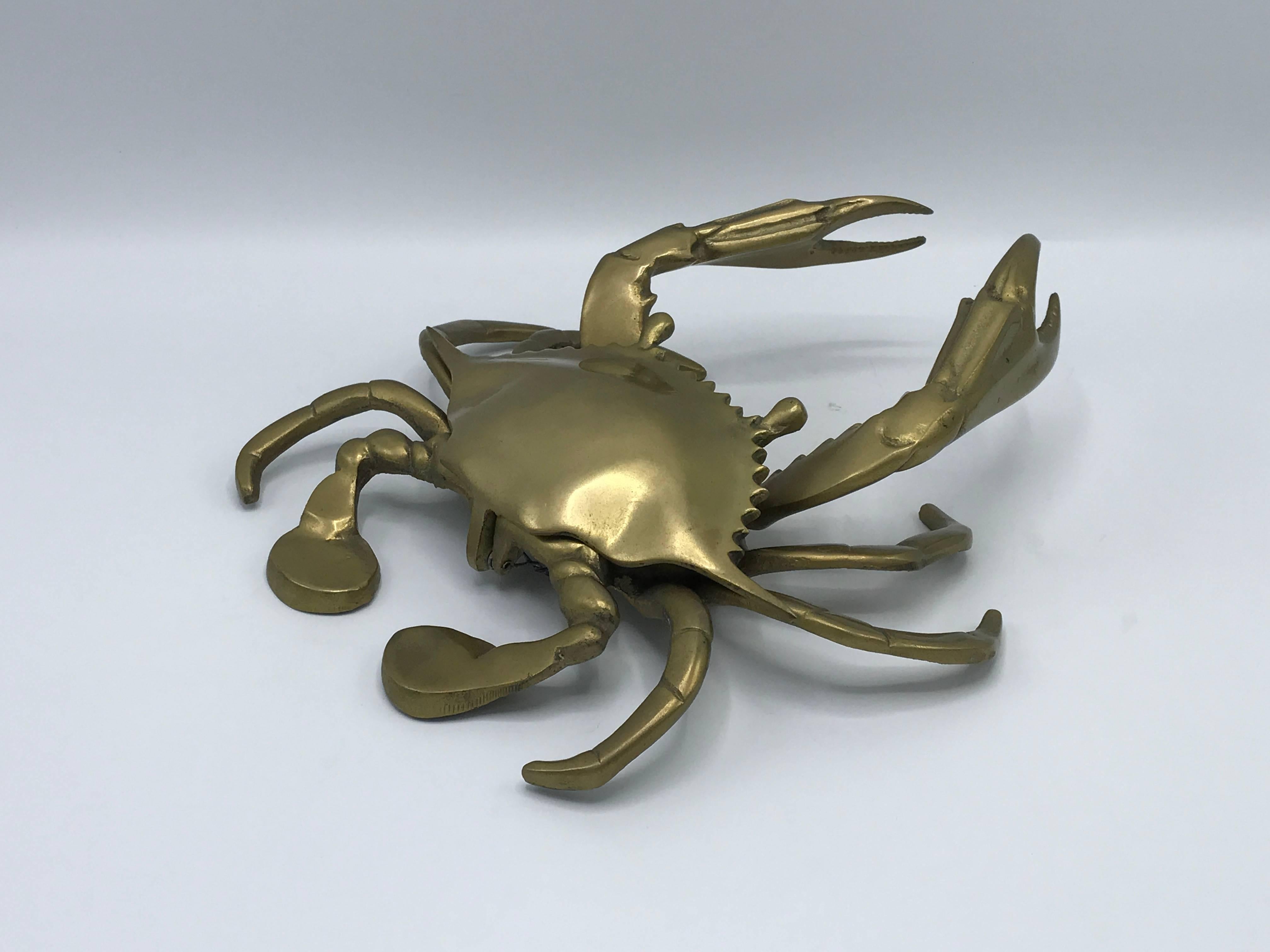 vintage brass crab ashtray