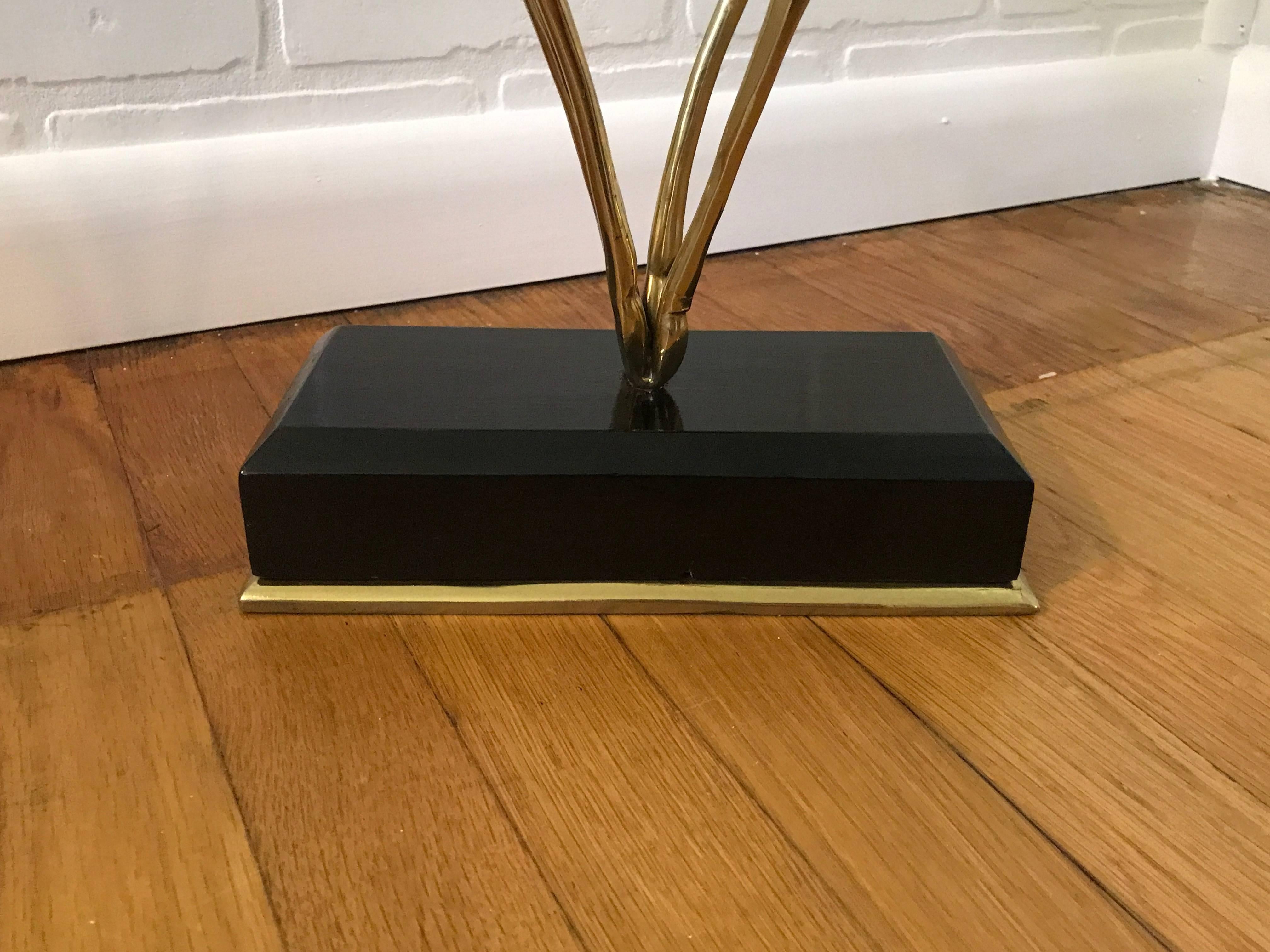 1960s Italian Brass Deer Sculpture on Lacquered Stand In Excellent Condition In Richmond, VA