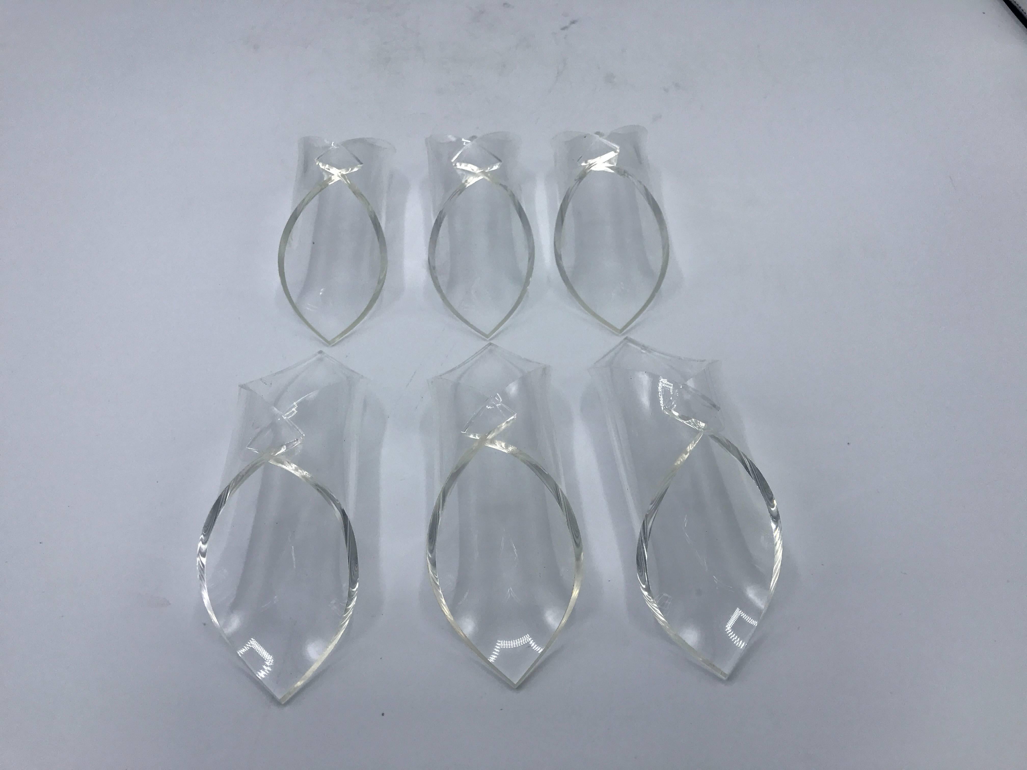 Modern 1960s Lucite Napkin Rings, Set of Six