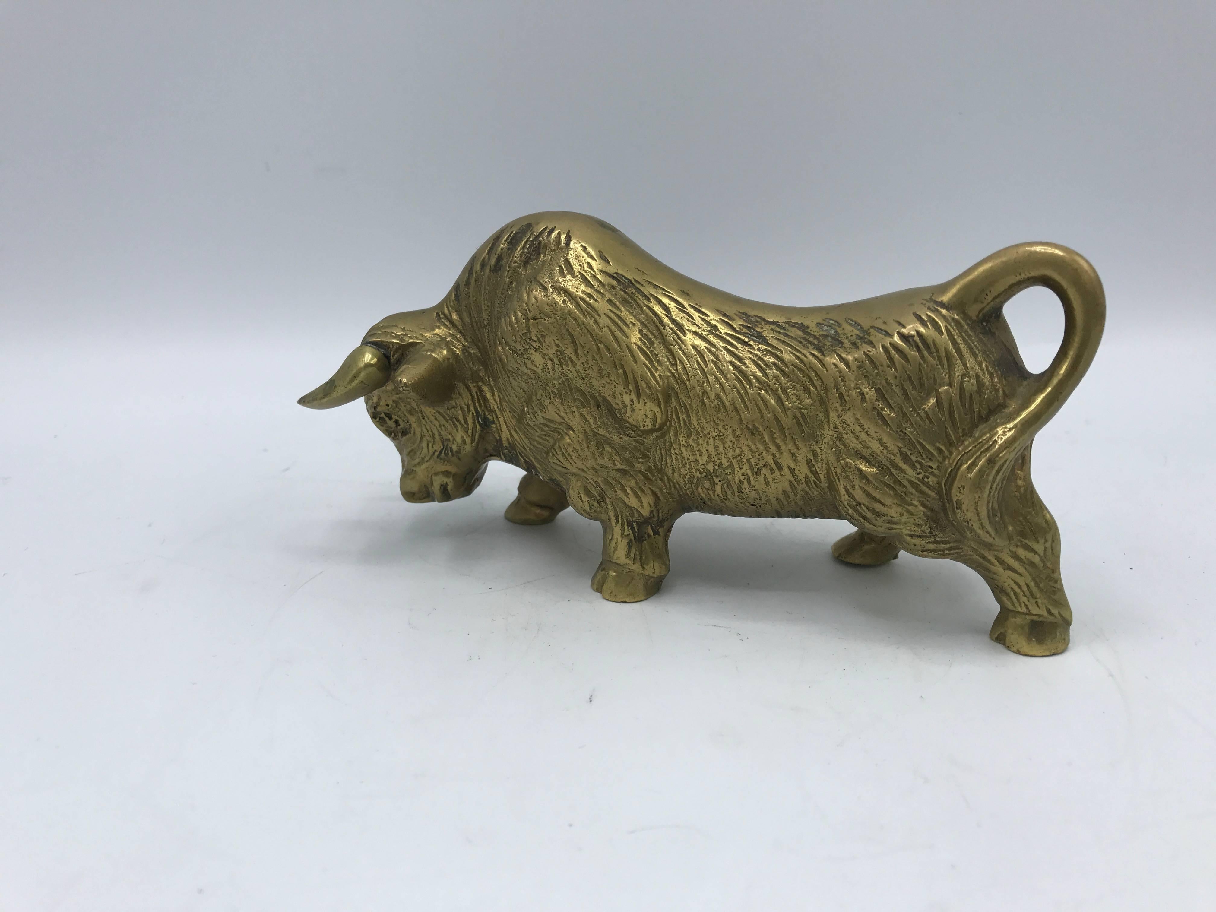 Modern 1970s Brass Bull Sculpture