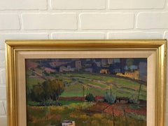 1980s Tuscan Landscape Oil Painting, Framed