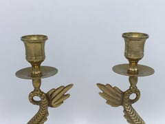 1960s Brass Koi Fish Candlesticks, Pair