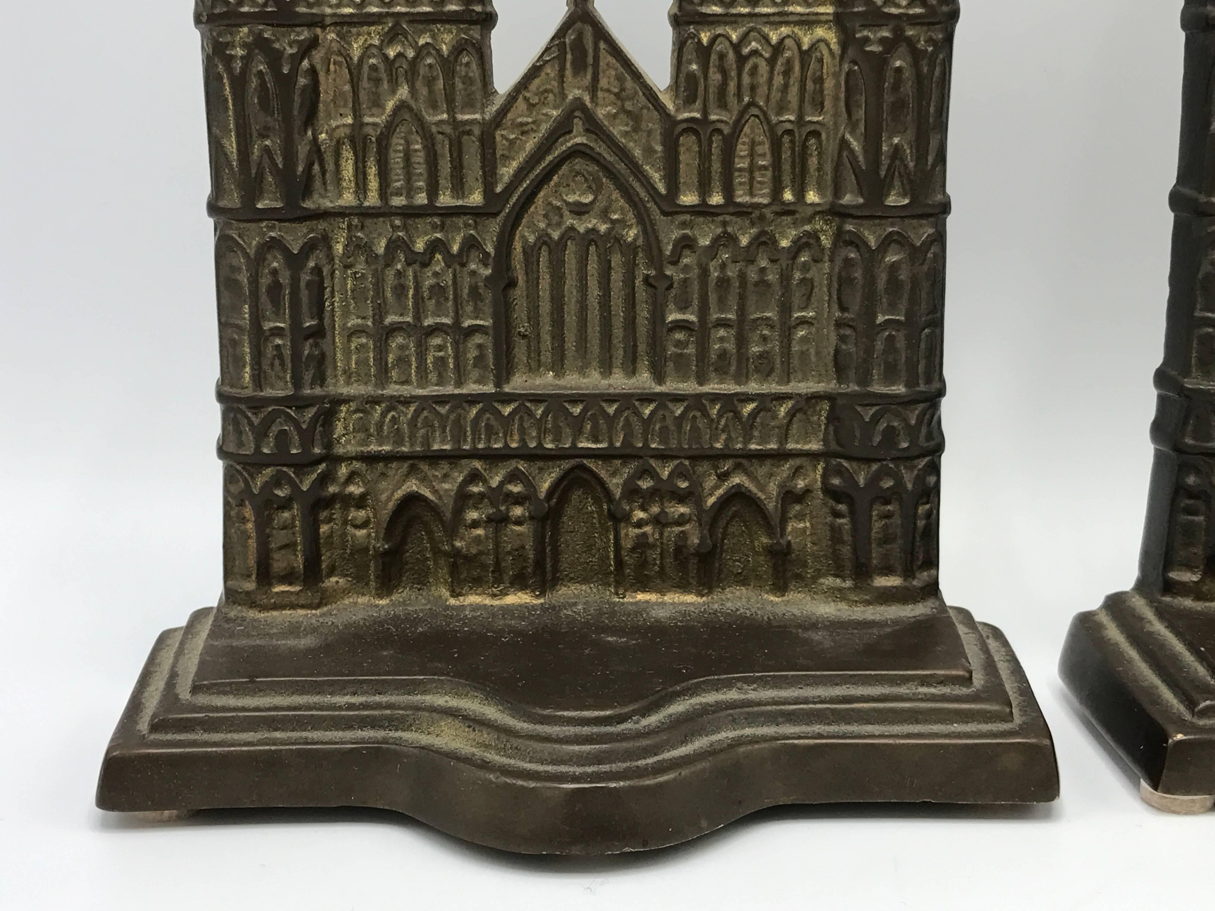 20th Century Bronze Litchfield Cathedral Church Bookends, Pair, 1960s