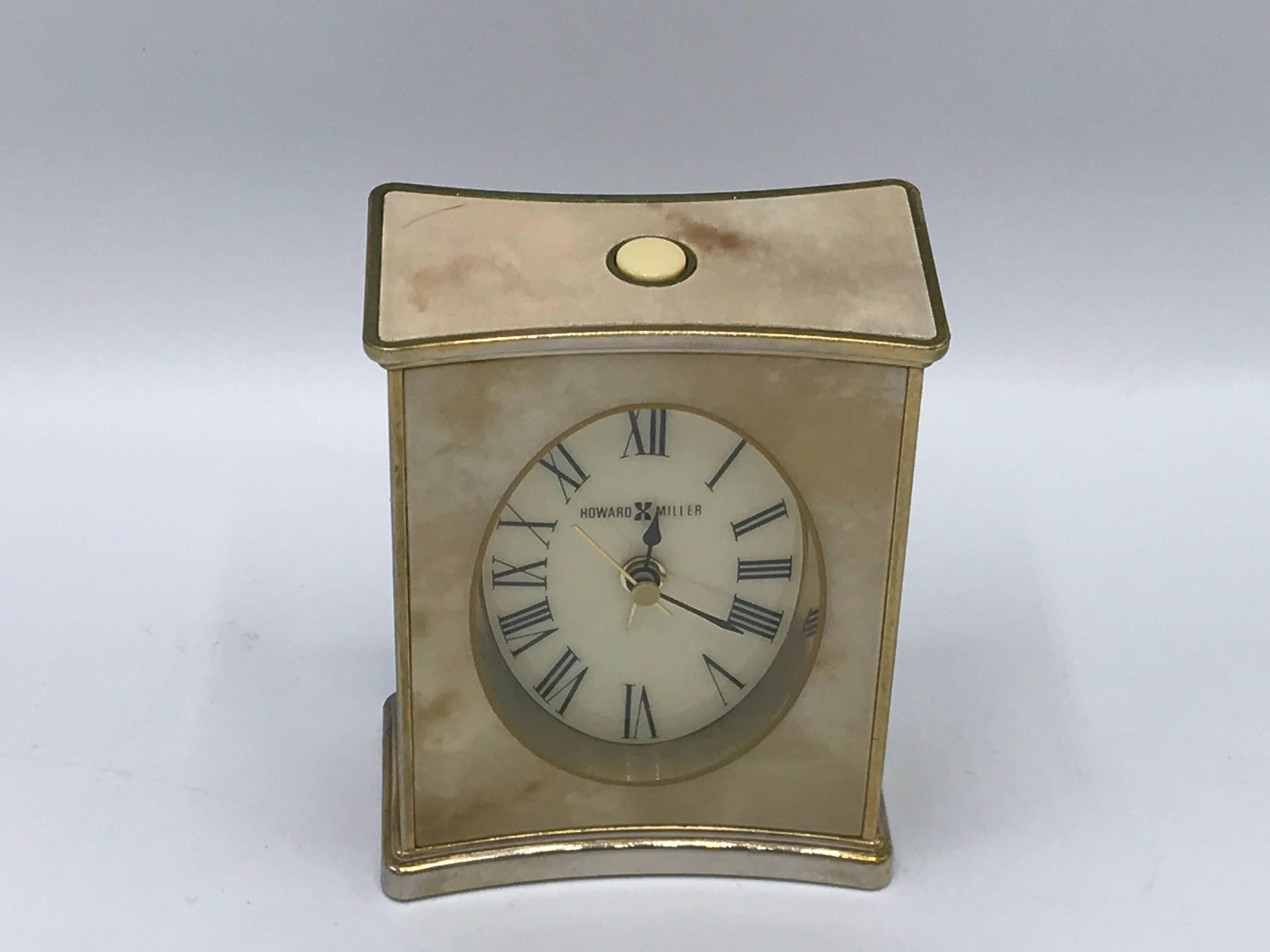 Hollywood Regency 1970s Faux Marble Desk Clock