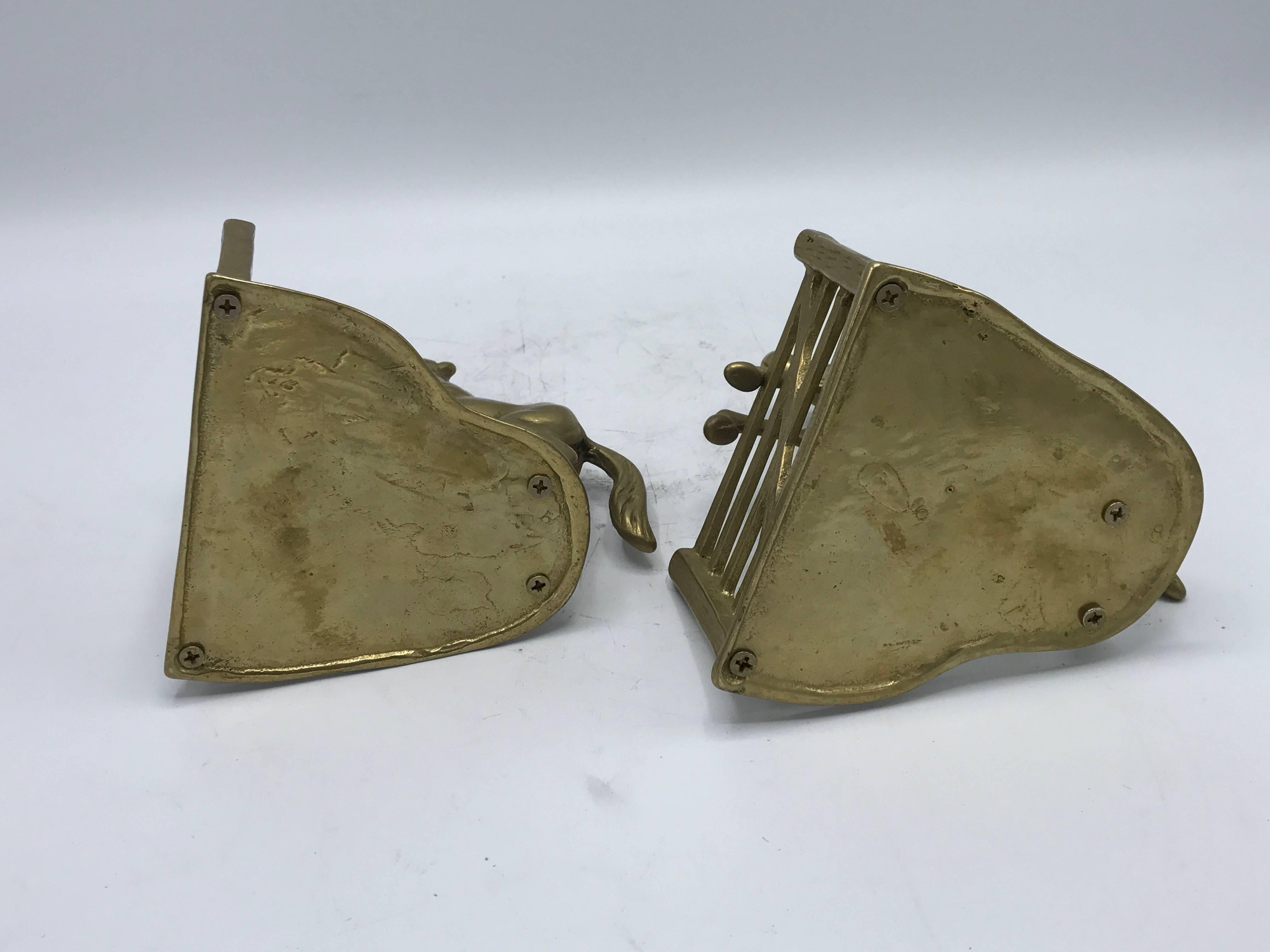 Brass 1970s Horse Bookends, Pair