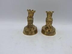 1970s Mottahedeh Brass Elephant Sculpture Candlesticks, Pair