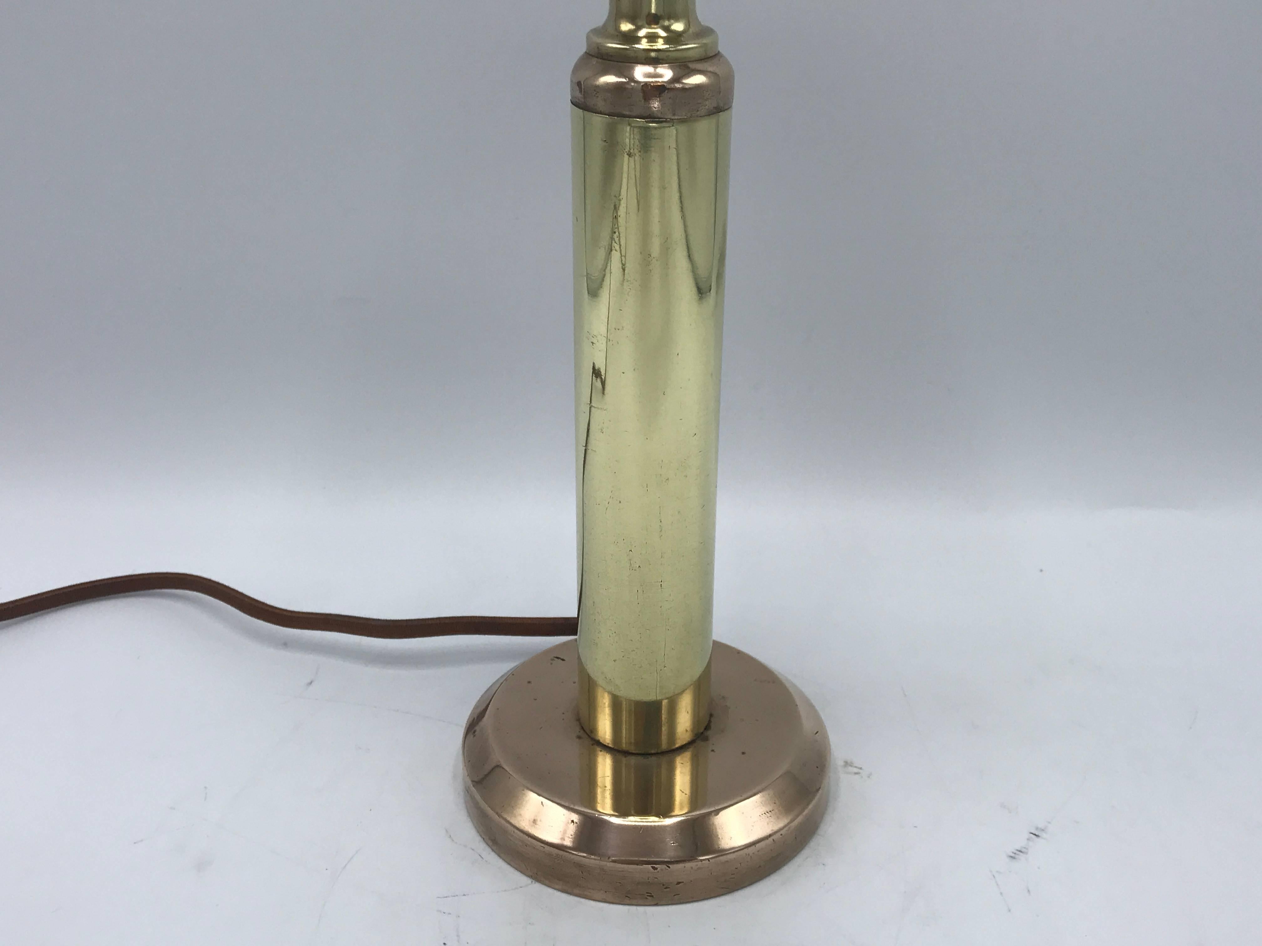 Mid-Century Modern 1960s Modern Brass Lamp with Copper Base