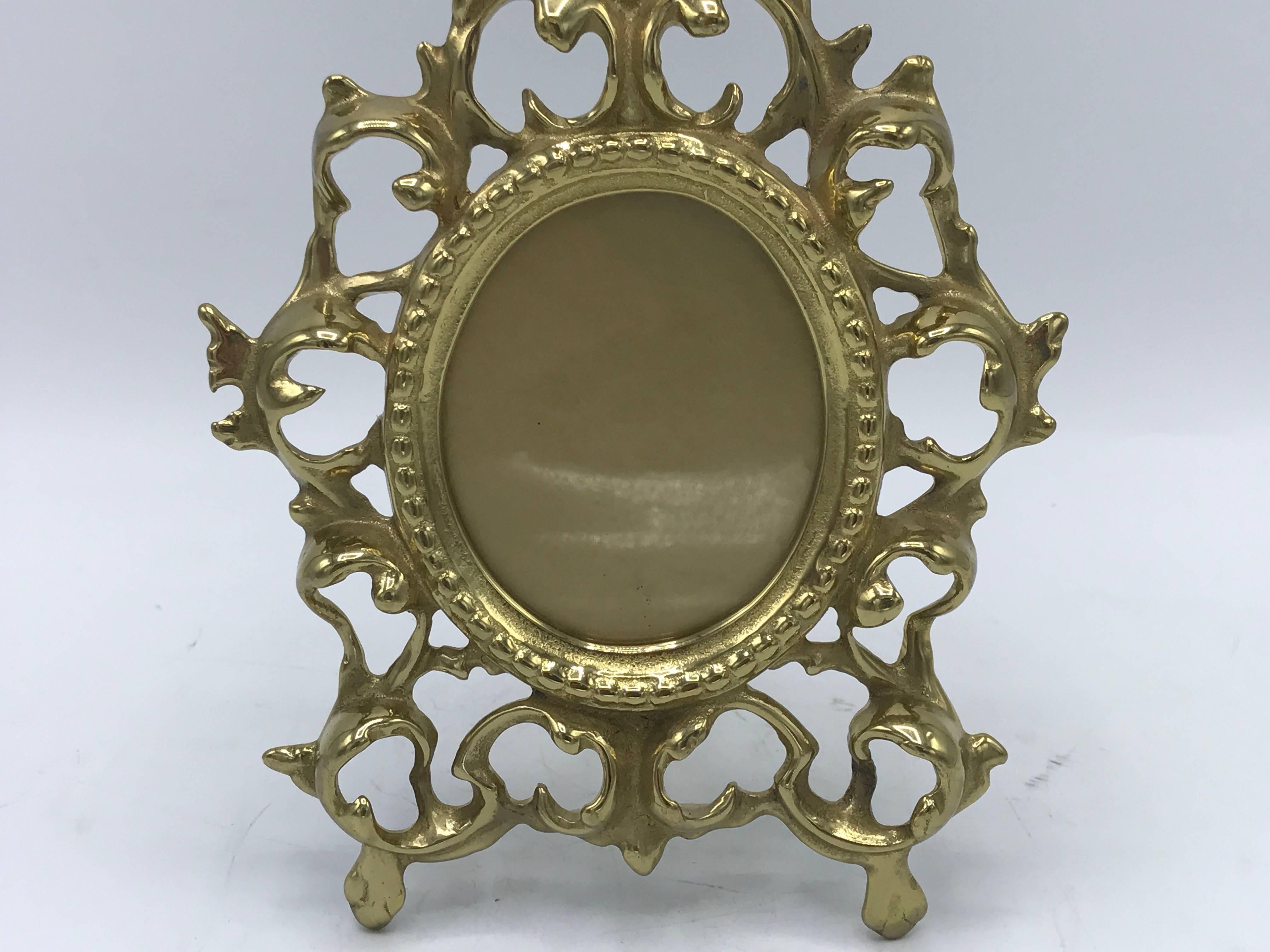 American 1980s Virginia Metal Crafters Brass Rococo Style Picture Frame