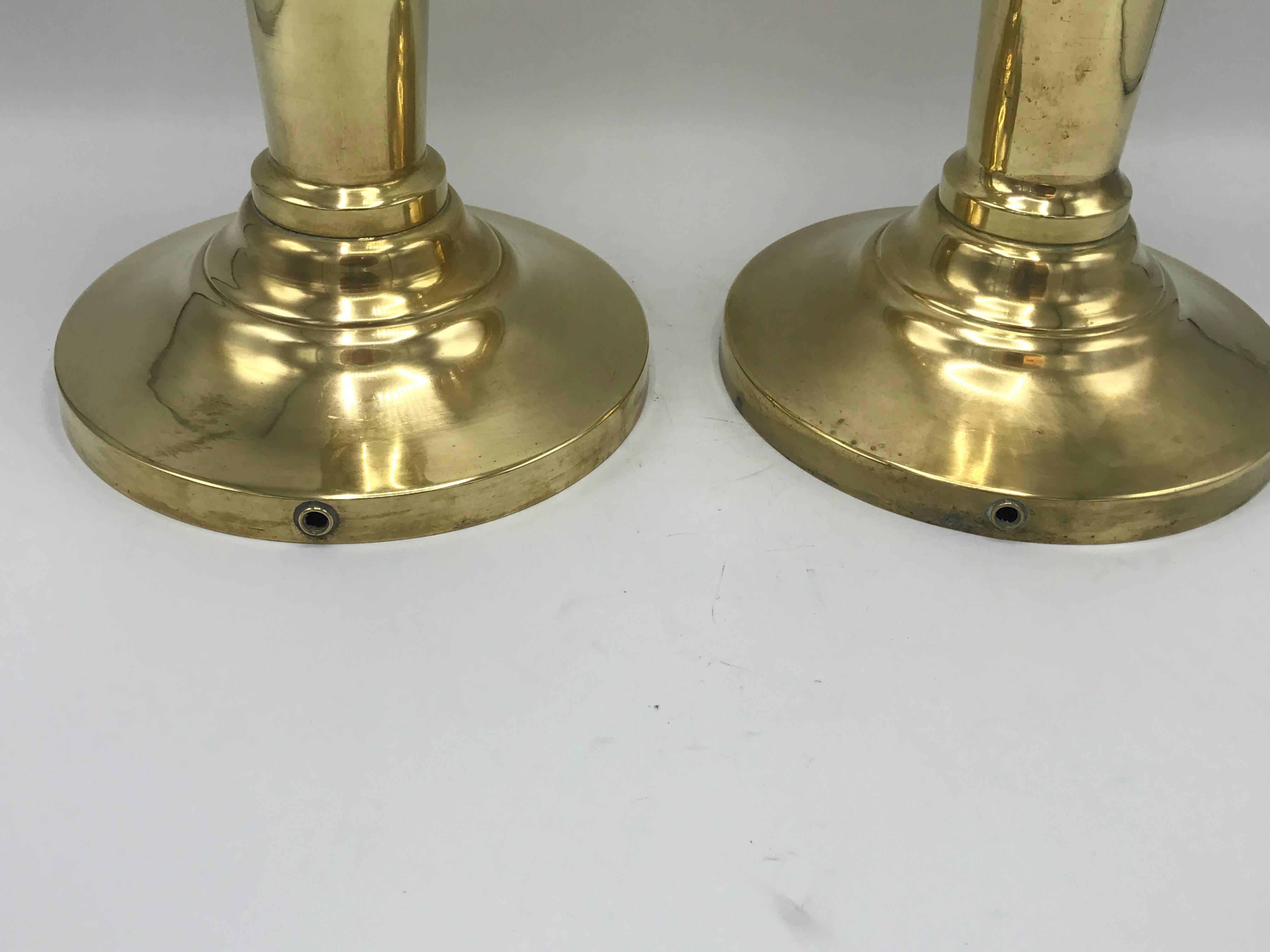 1970s Dunhill Large Brass Candlesticks, Pair In Good Condition In Richmond, VA