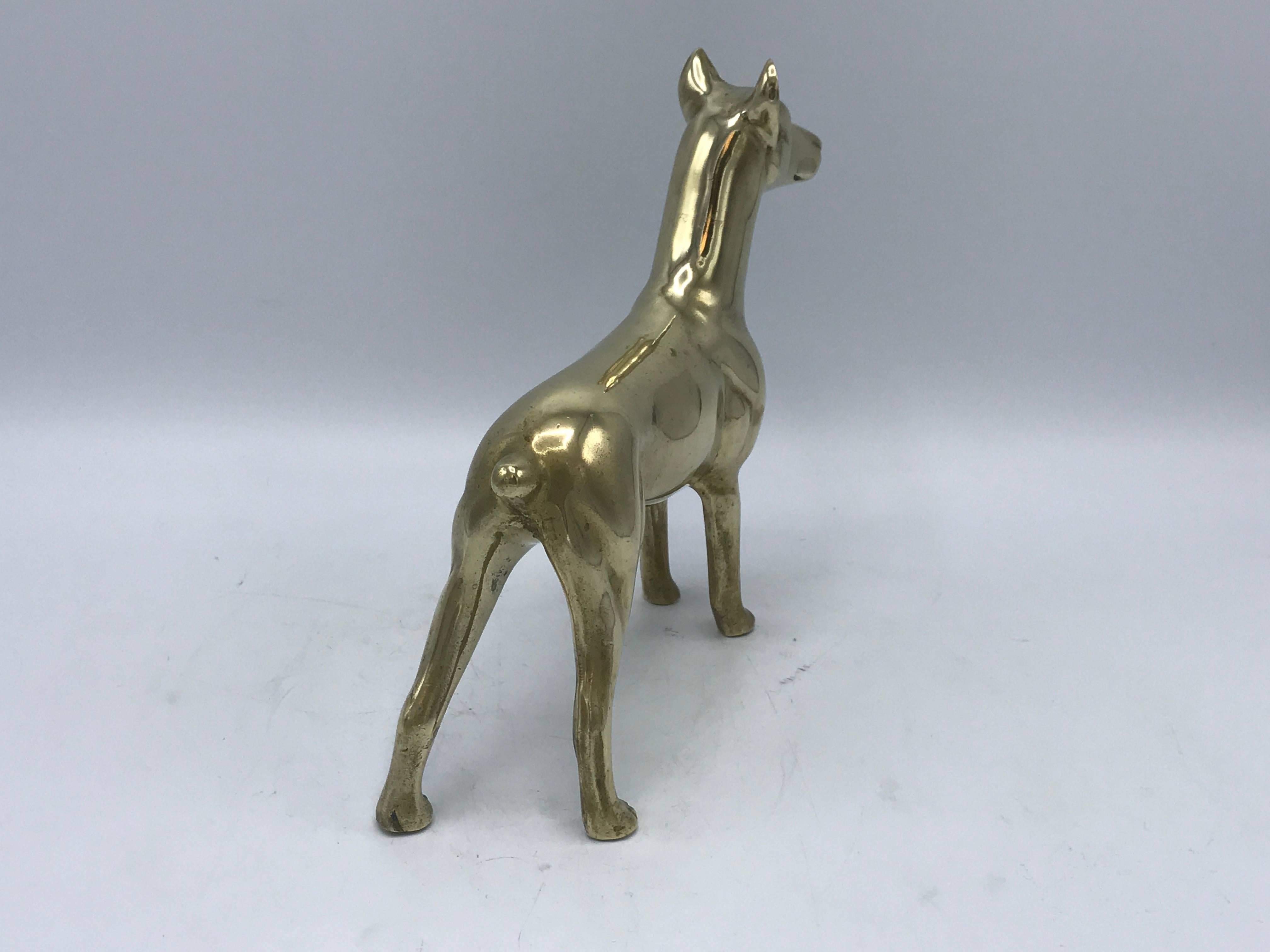 1960s Brass Doberman Dog Sculpture In Good Condition In Richmond, VA