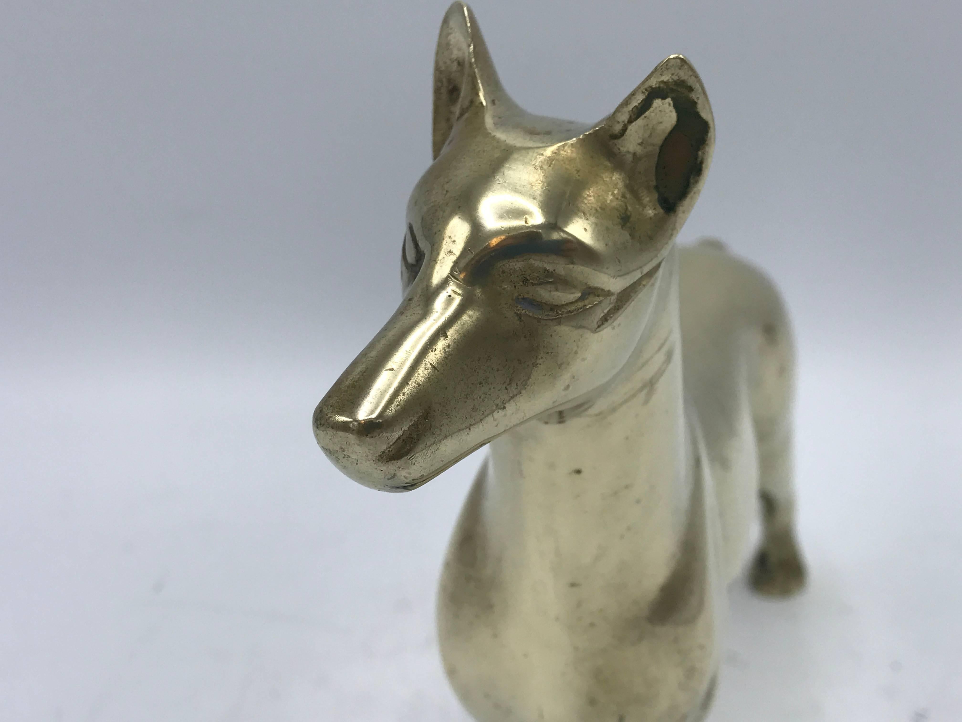 Modern 1960s Brass Doberman Dog Sculpture