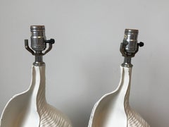 1950s Aluminum and Chrome Seashell Lamps, Pair