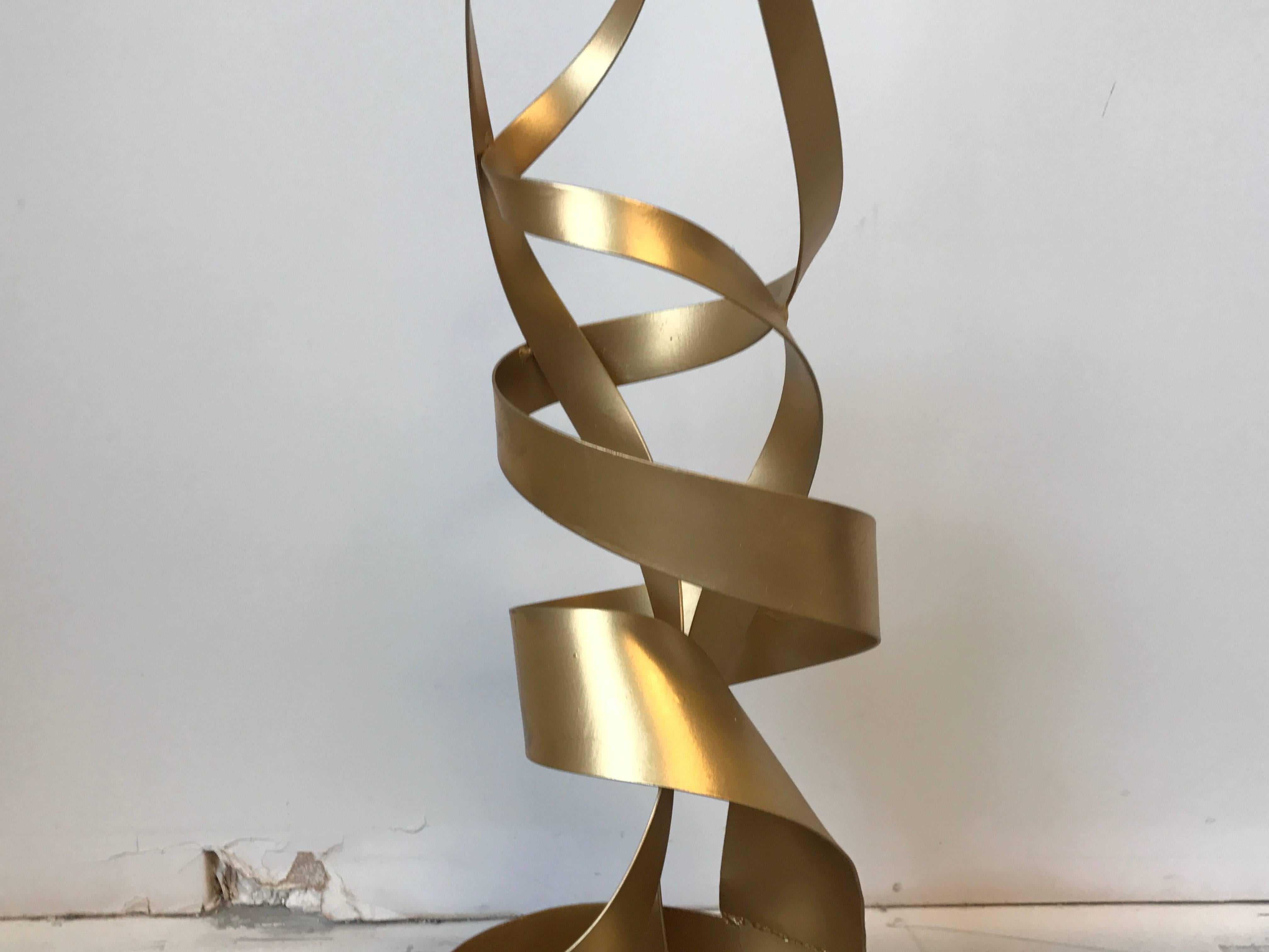 Modern 1970s Century Jere Style Gilded Ribbon Sculpture For Sale