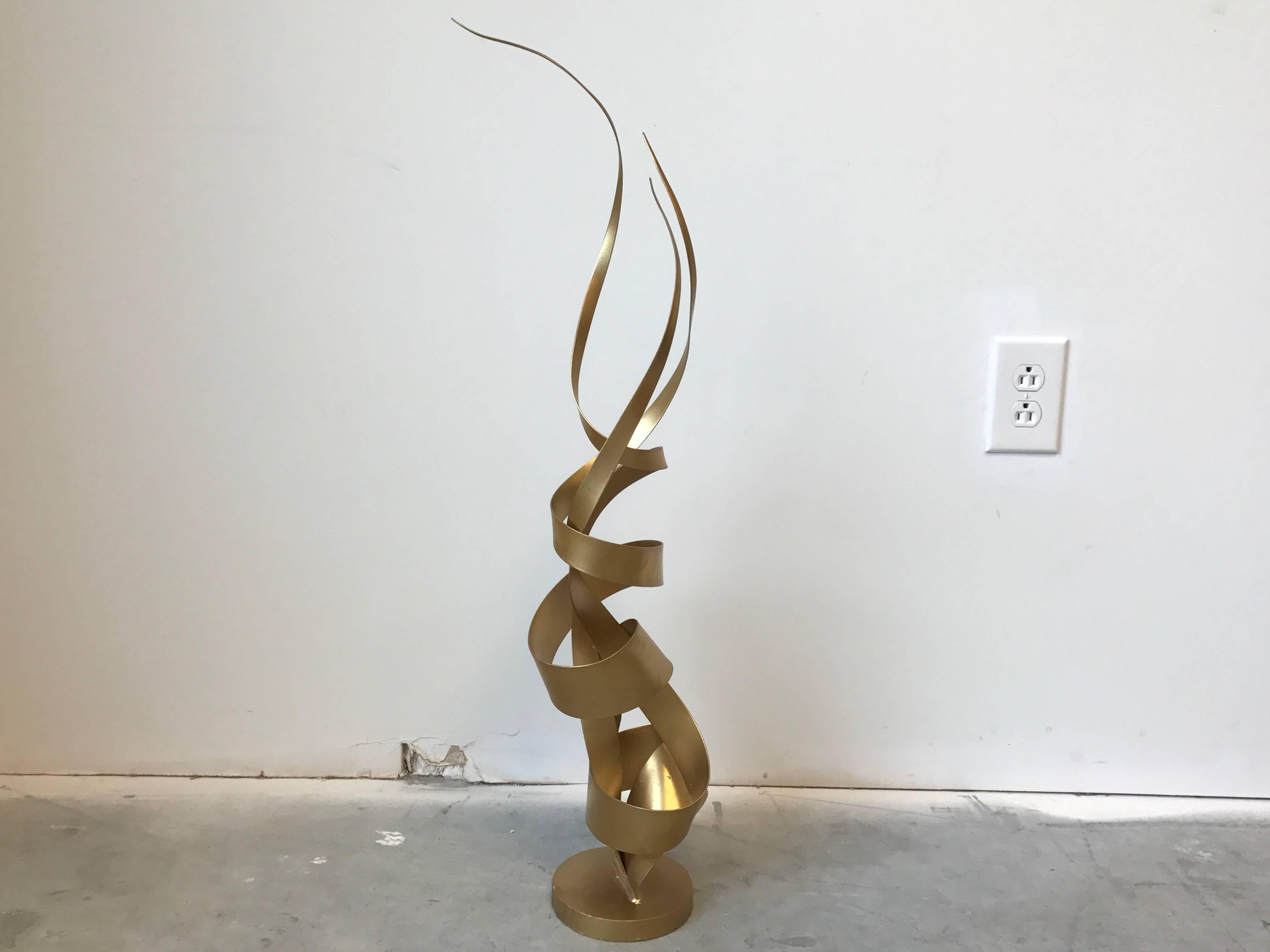 1970s Century Jere Style Gilded Ribbon Sculpture In Excellent Condition For Sale In Richmond, VA