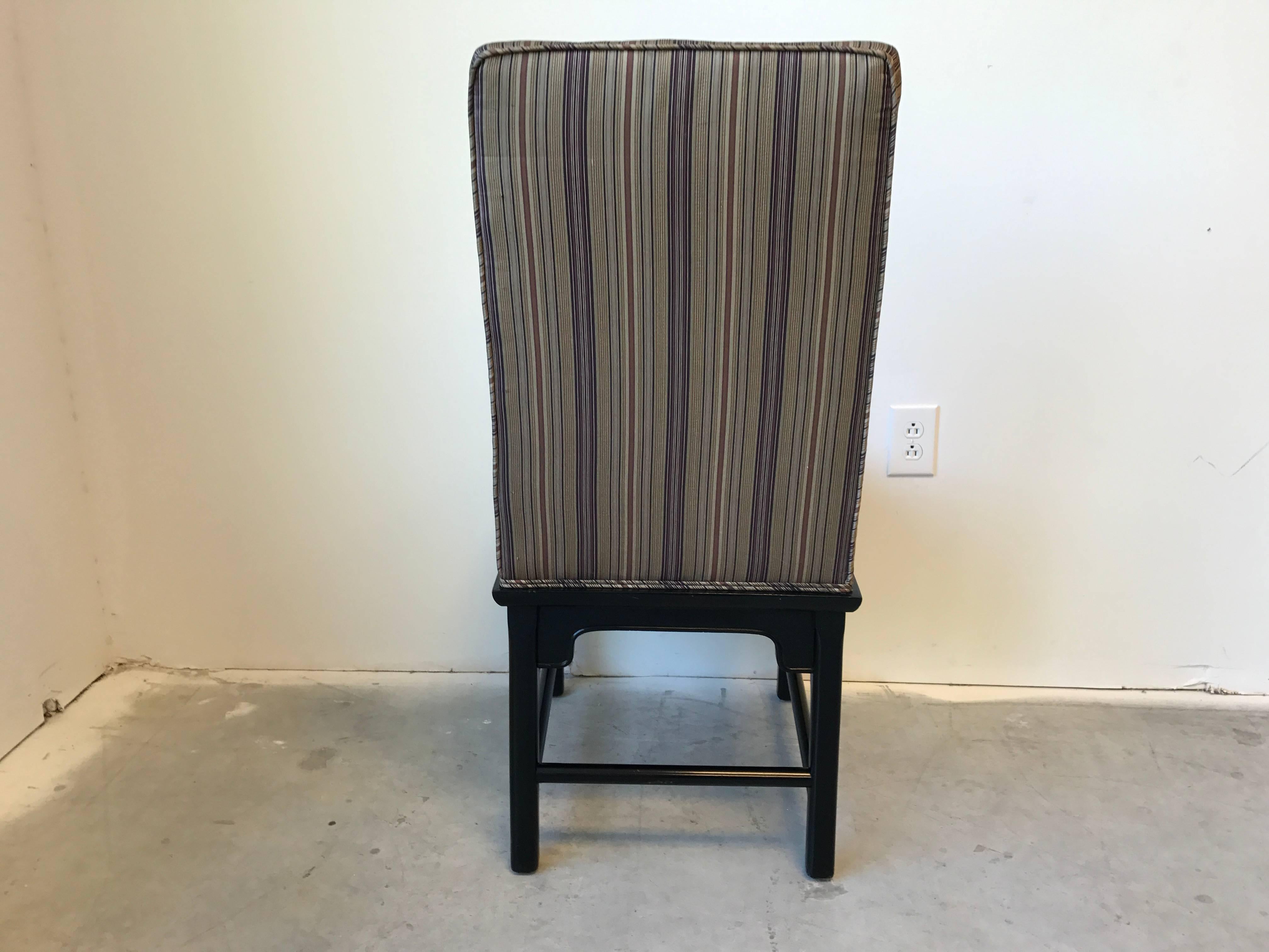 1980s Century Furniture Ming Style Black Dining Chairs, Set of Four In Good Condition In Richmond, VA