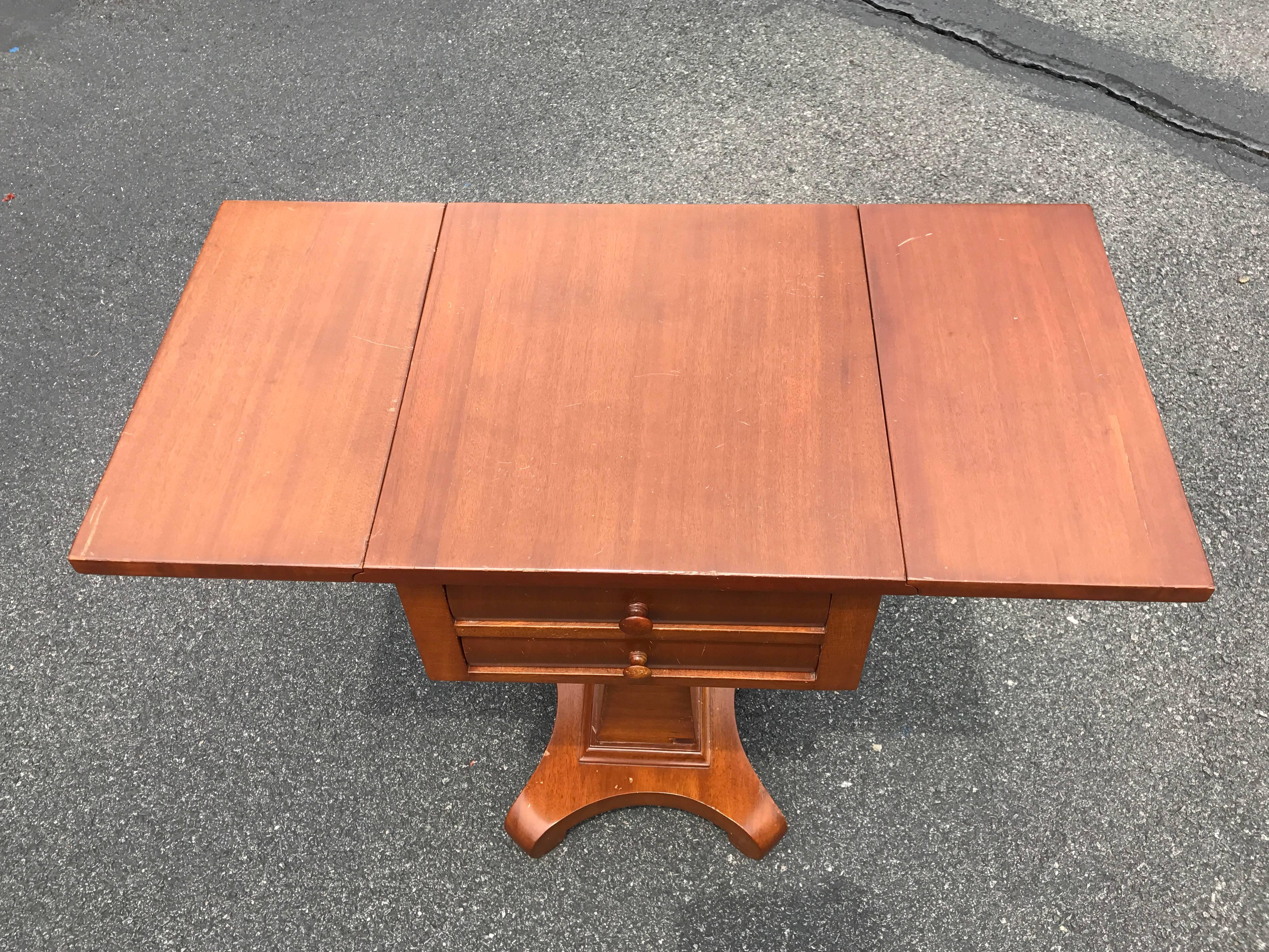 20th Century 1930s English Flip-Top Side Table with Drawers