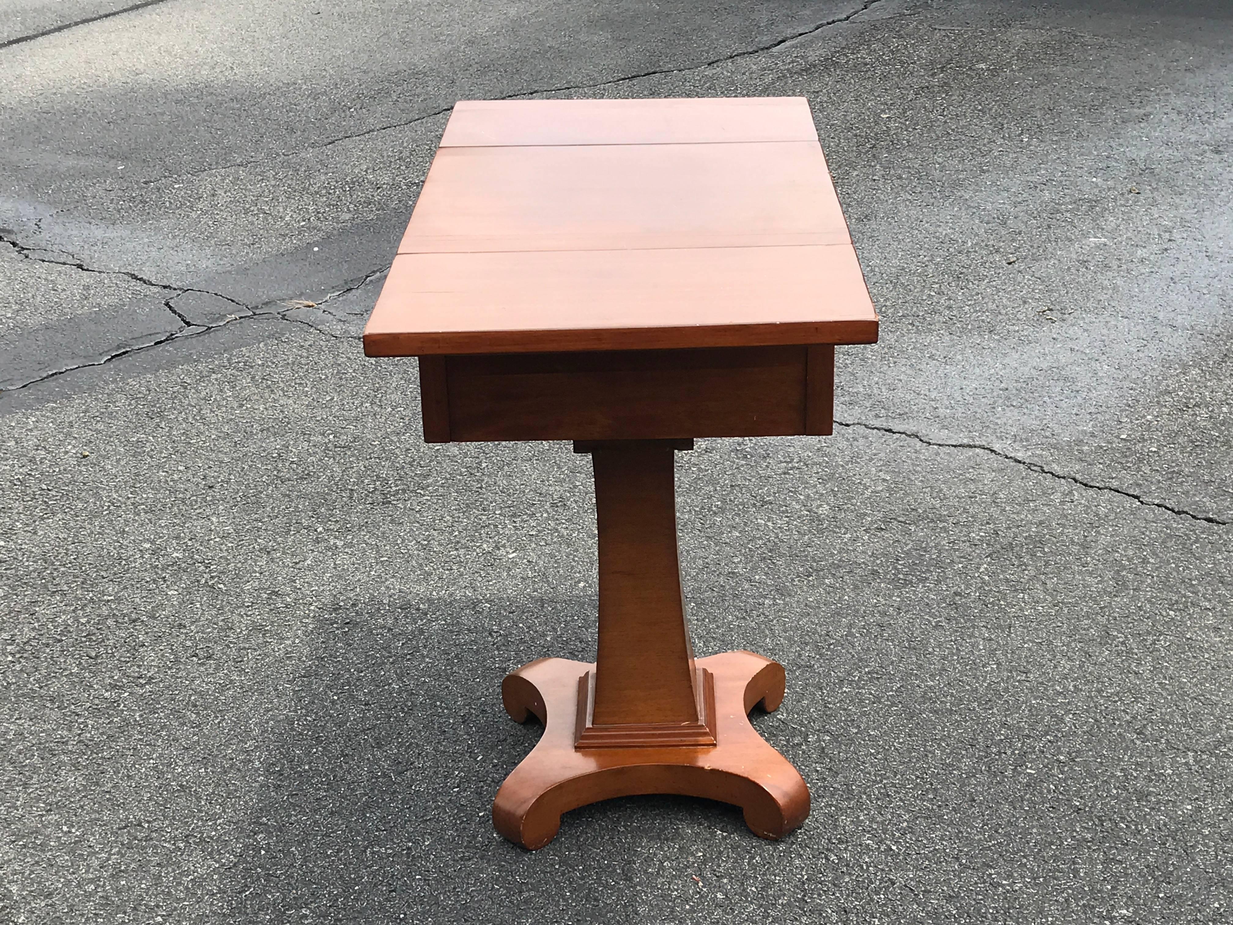 Wood 1930s English Flip-Top Side Table with Drawers
