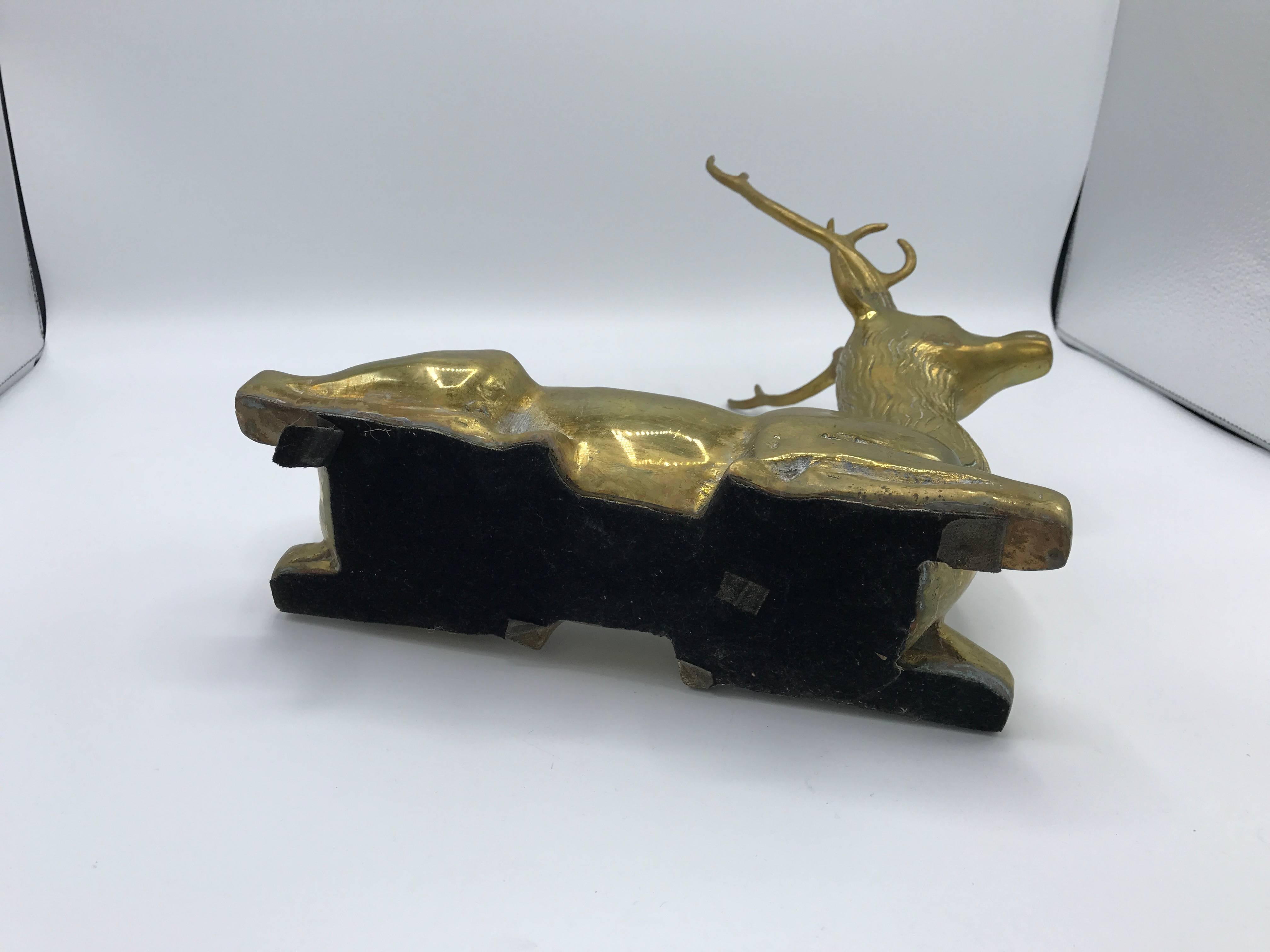 20th Century 1960s Brass Seated Deer Sculpture