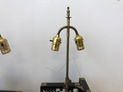 Early 20th Century Chinese Abacus Lamps with Brass Detailing, Pair