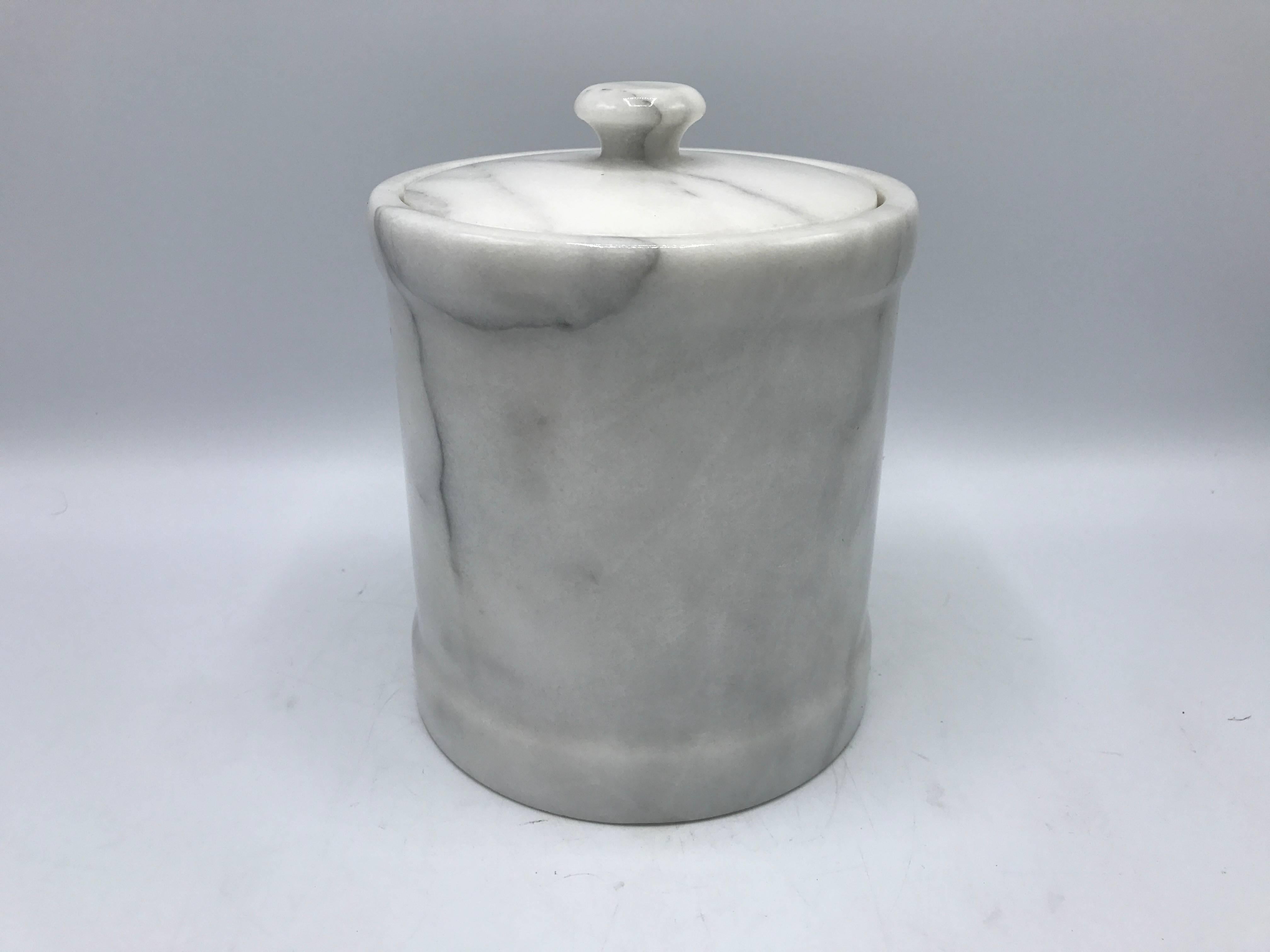 Offered is a fabulous, 1960s Italian marble ice bucket/wine chiller. Includes lid and plastic liner. Heavy.