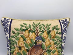 Needlepoint Partridge and Pear Tree 16x16 Decorative Pillow