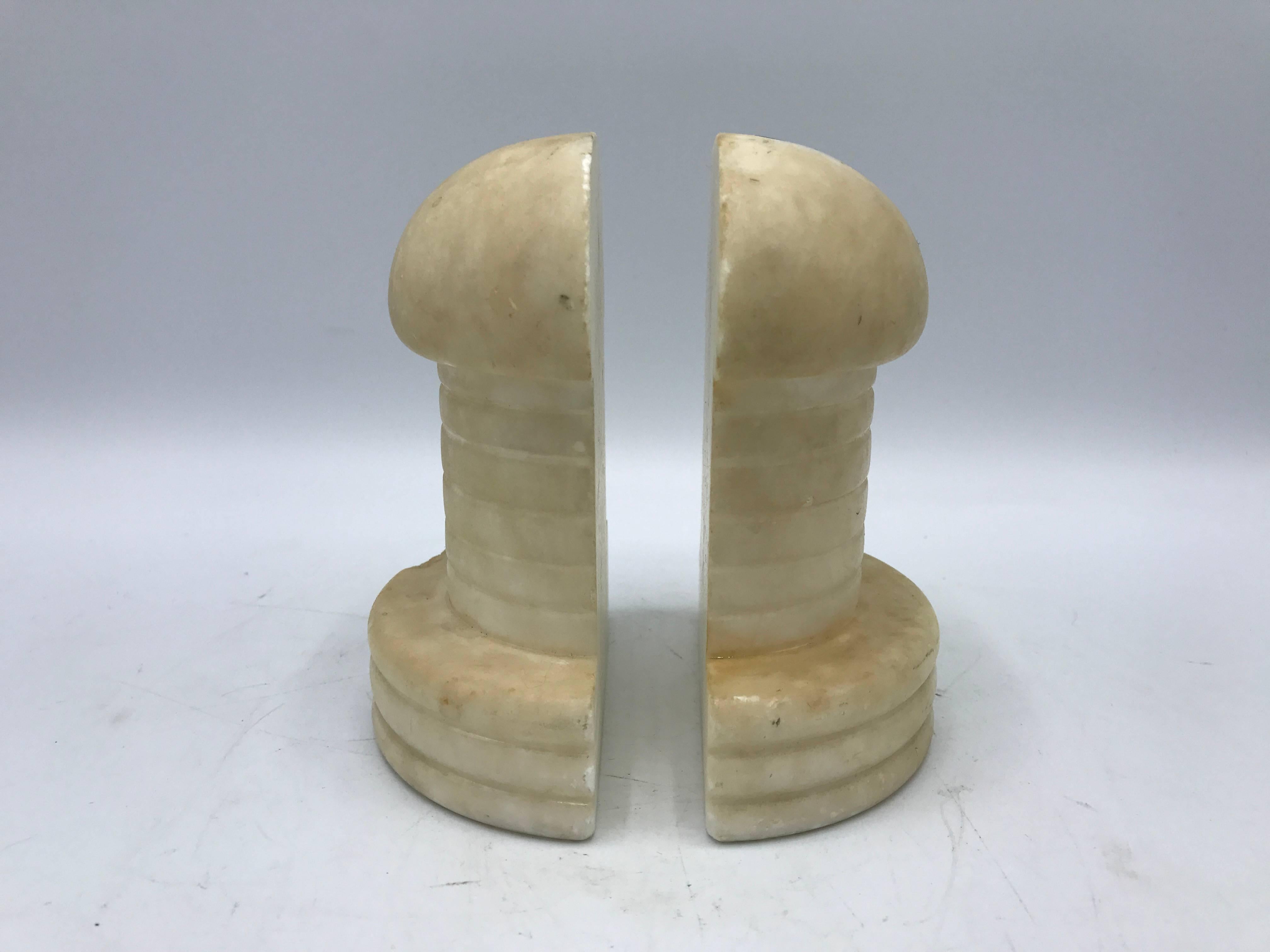 Offered is a beautiful, pair of 1960s, Italian marble bookends. Faintly marked 'Italy' on underside of each bookends.