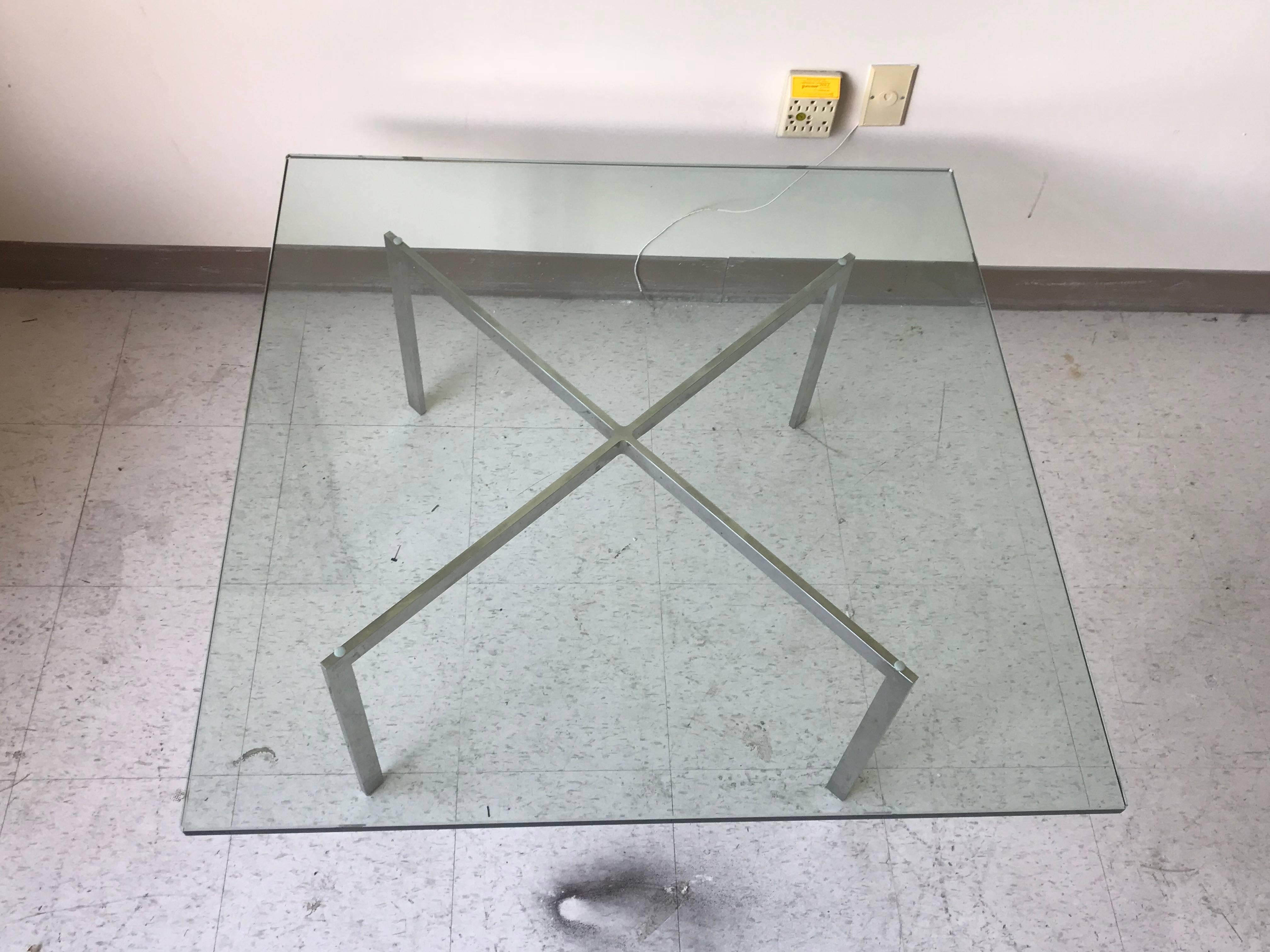1970s Knoll Mies Van Der Rohe Barcelona Coffee Table with Glass Top In Excellent Condition In Richmond, VA