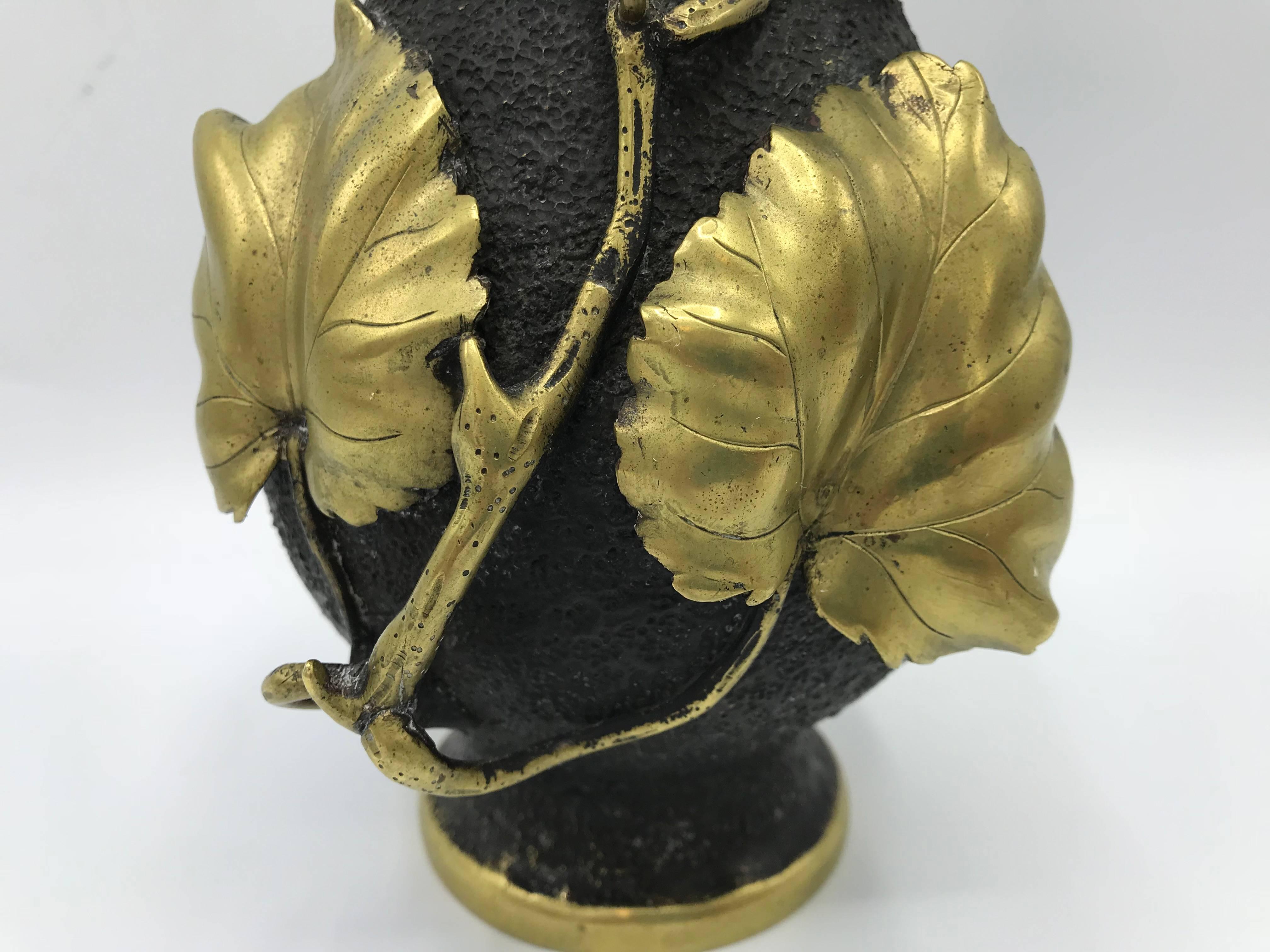 19th Century, French Bronze Vase with Sculptural Gilt Leaves and Berries 5