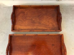 1960s Ming Style Faux Bamboo Rosewood Stacking Trays, Set of Three