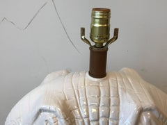 1970s White Ceramic Double-Head Elephant Lamp