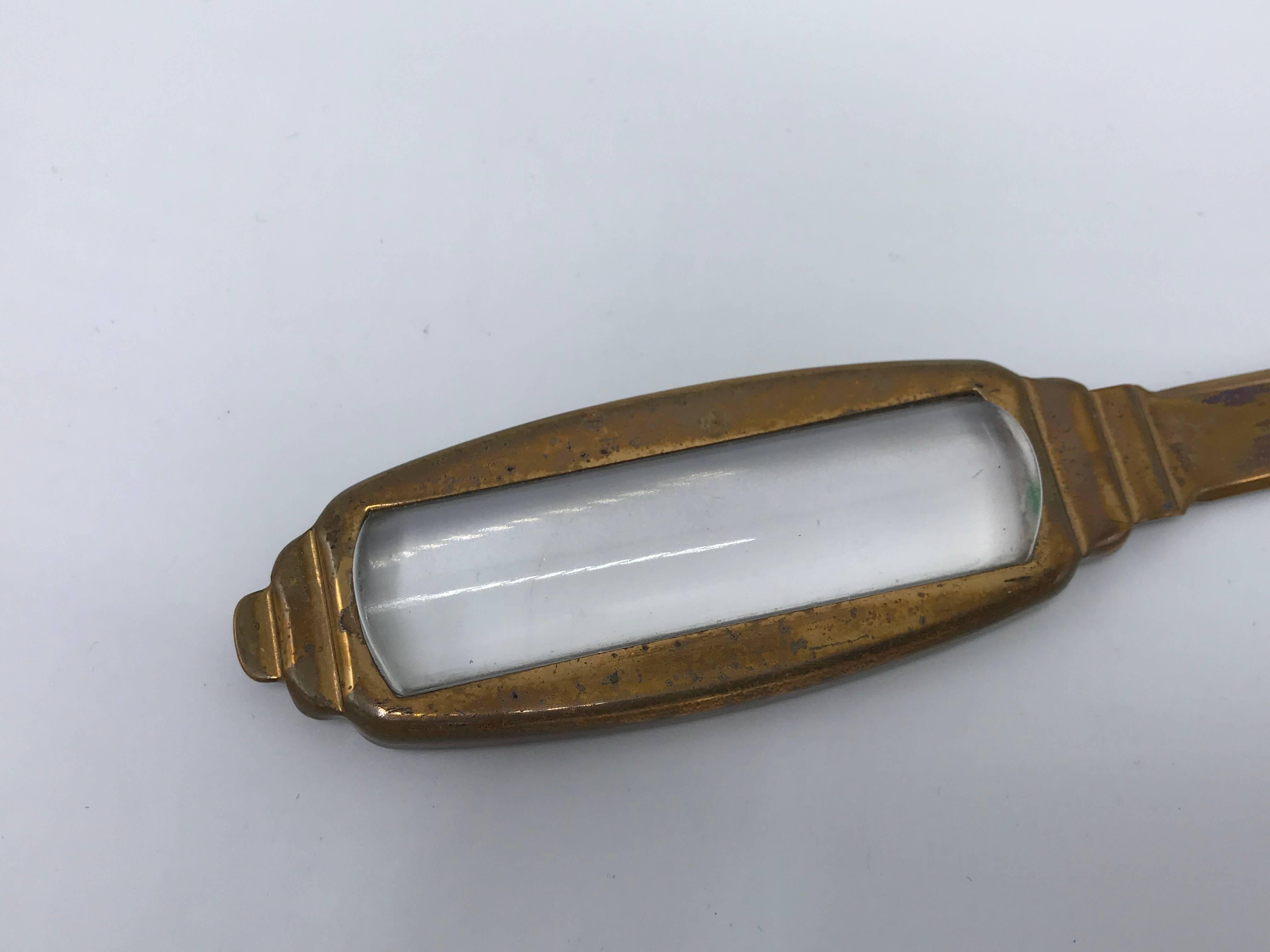 American 1960s Brass and Lucite Letter Opener and Magnifying Glass