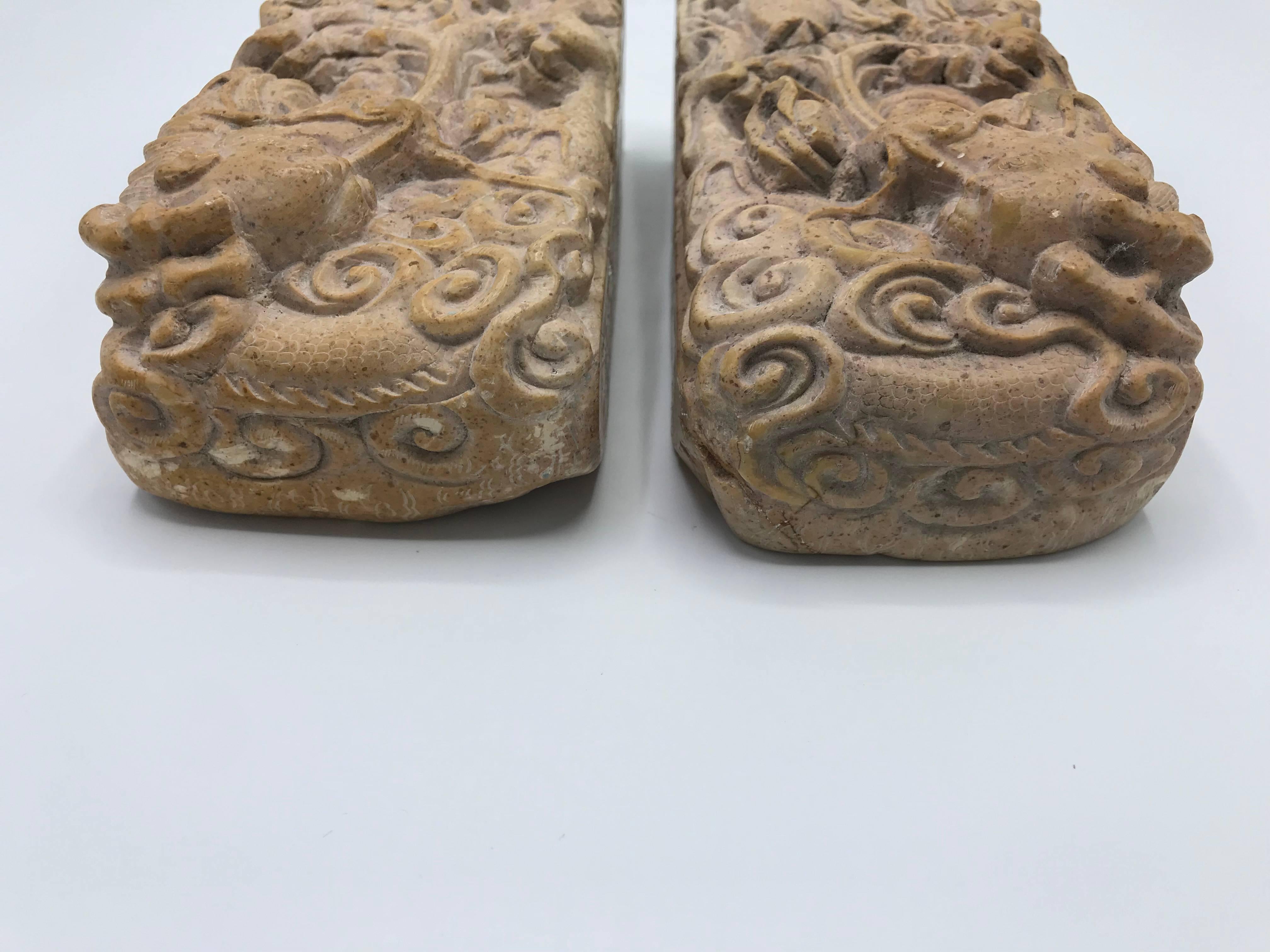 1960s Italian Marble Dragon Motif Bookends, Pair In Excellent Condition In Richmond, VA