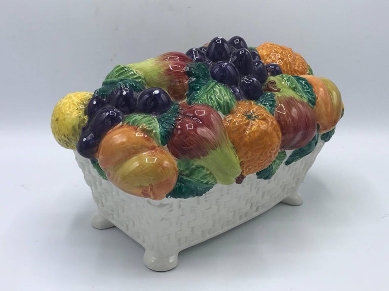 1960s Italian Ceramic Fruit Bowl Centerpiece Sculpture For Sale at 1stdibs