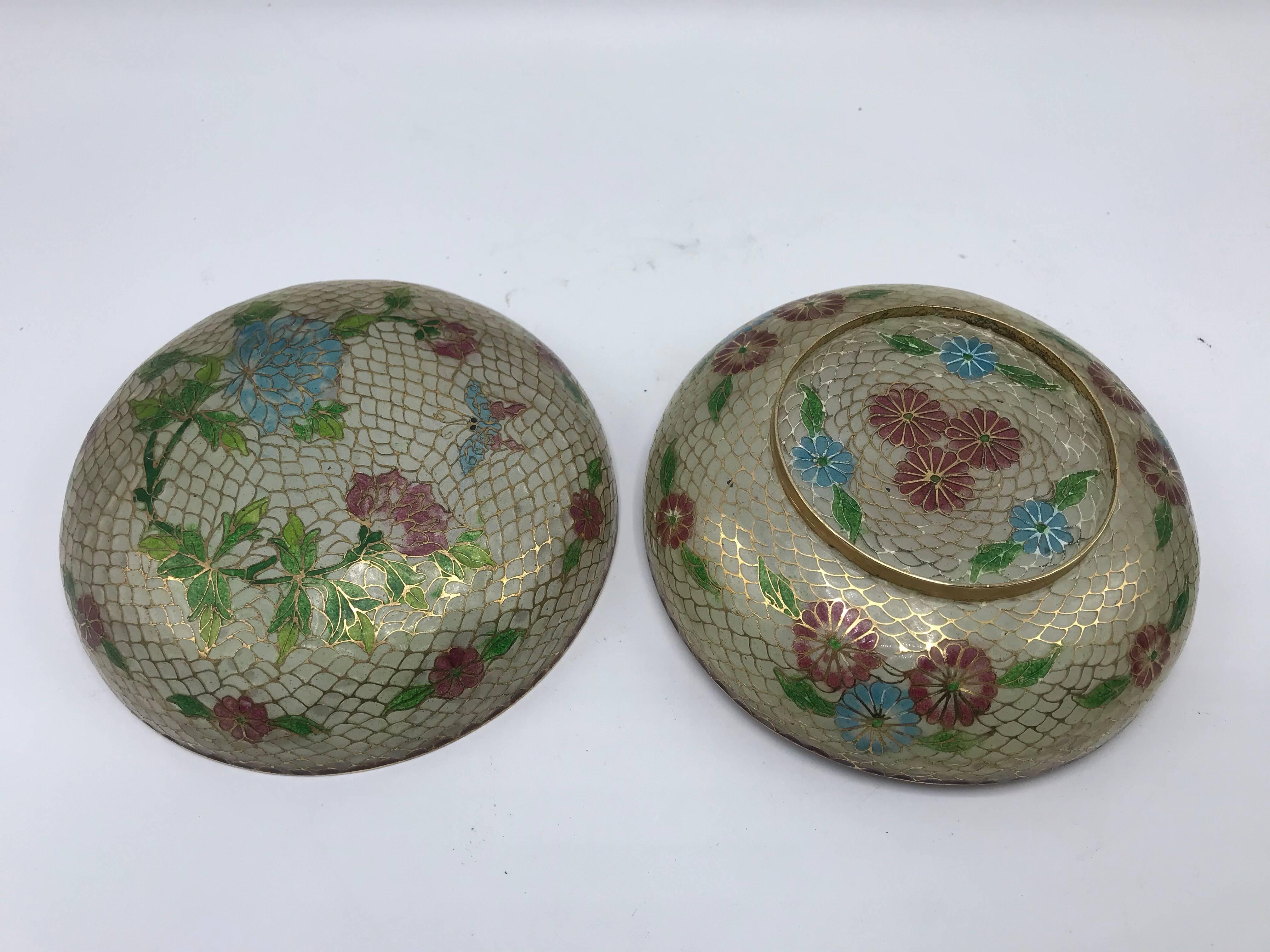 Brass 19th Century French Plique a Jour Cloisonné Mosaic Lidded Bowl on Stand For Sale
