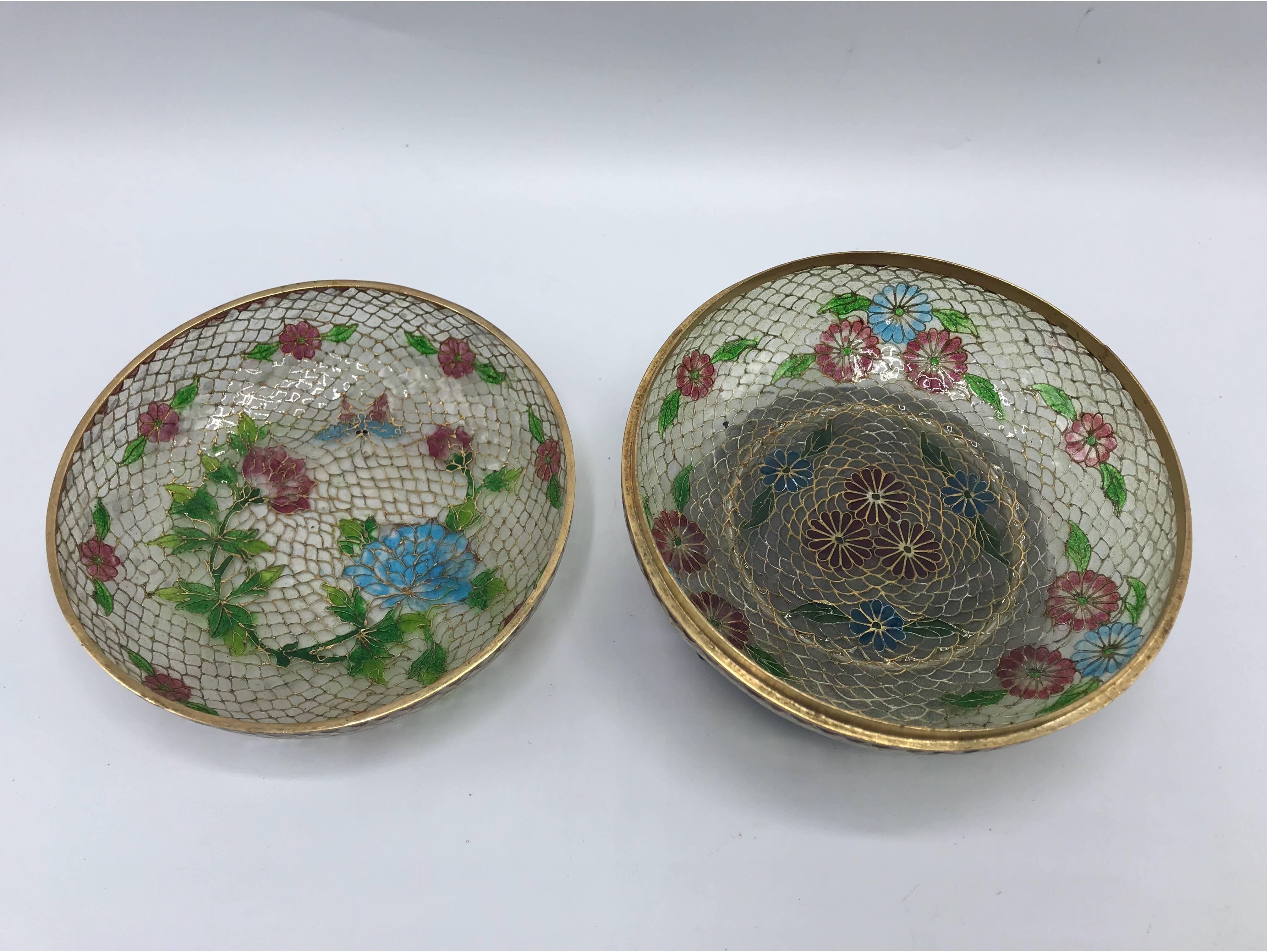 Cloissoné 19th Century French Plique a Jour Cloisonné Mosaic Lidded Bowl on Stand For Sale