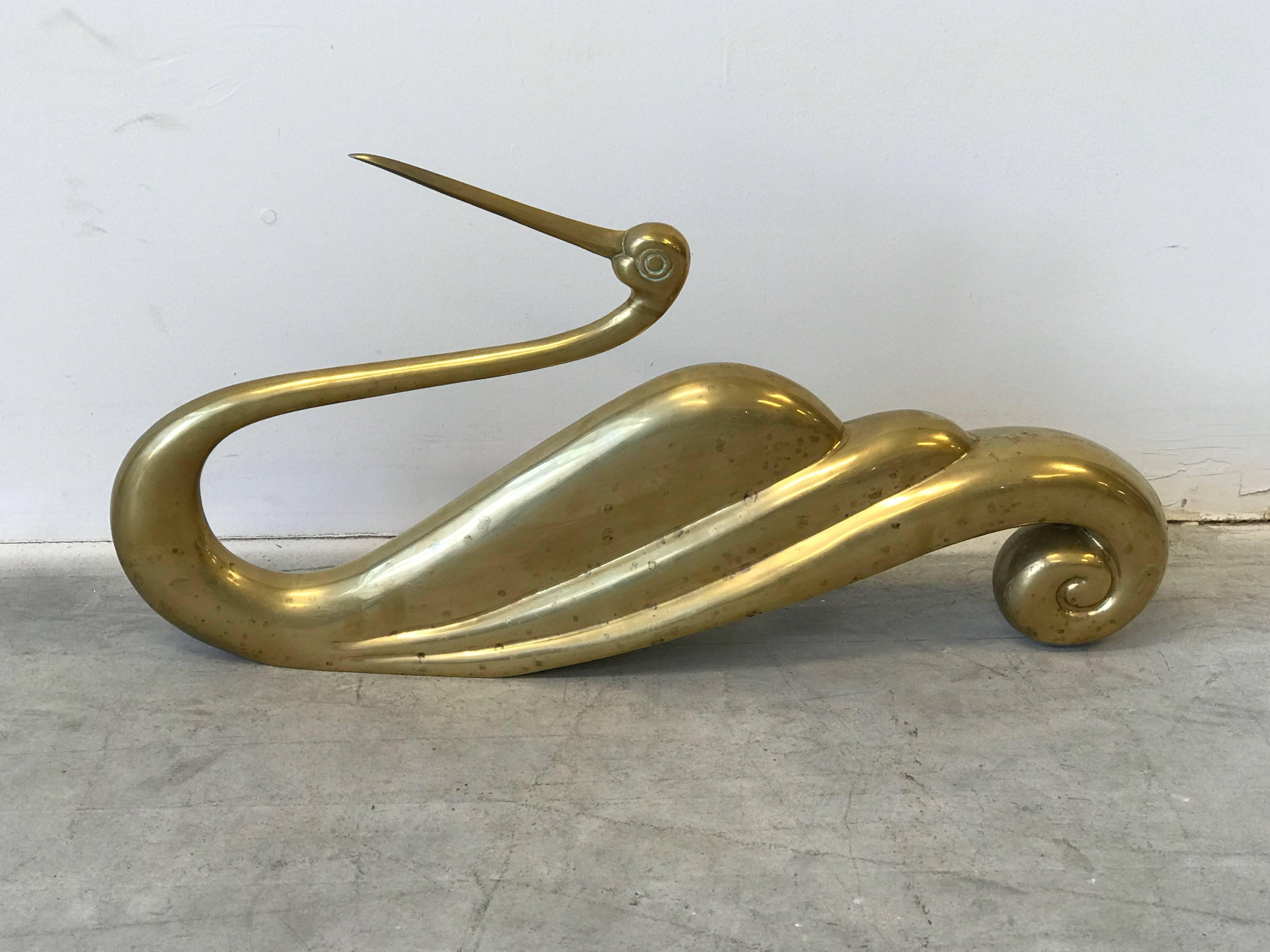 Modern 1950s Italian Brass Ibis Swan Bird Sculpture