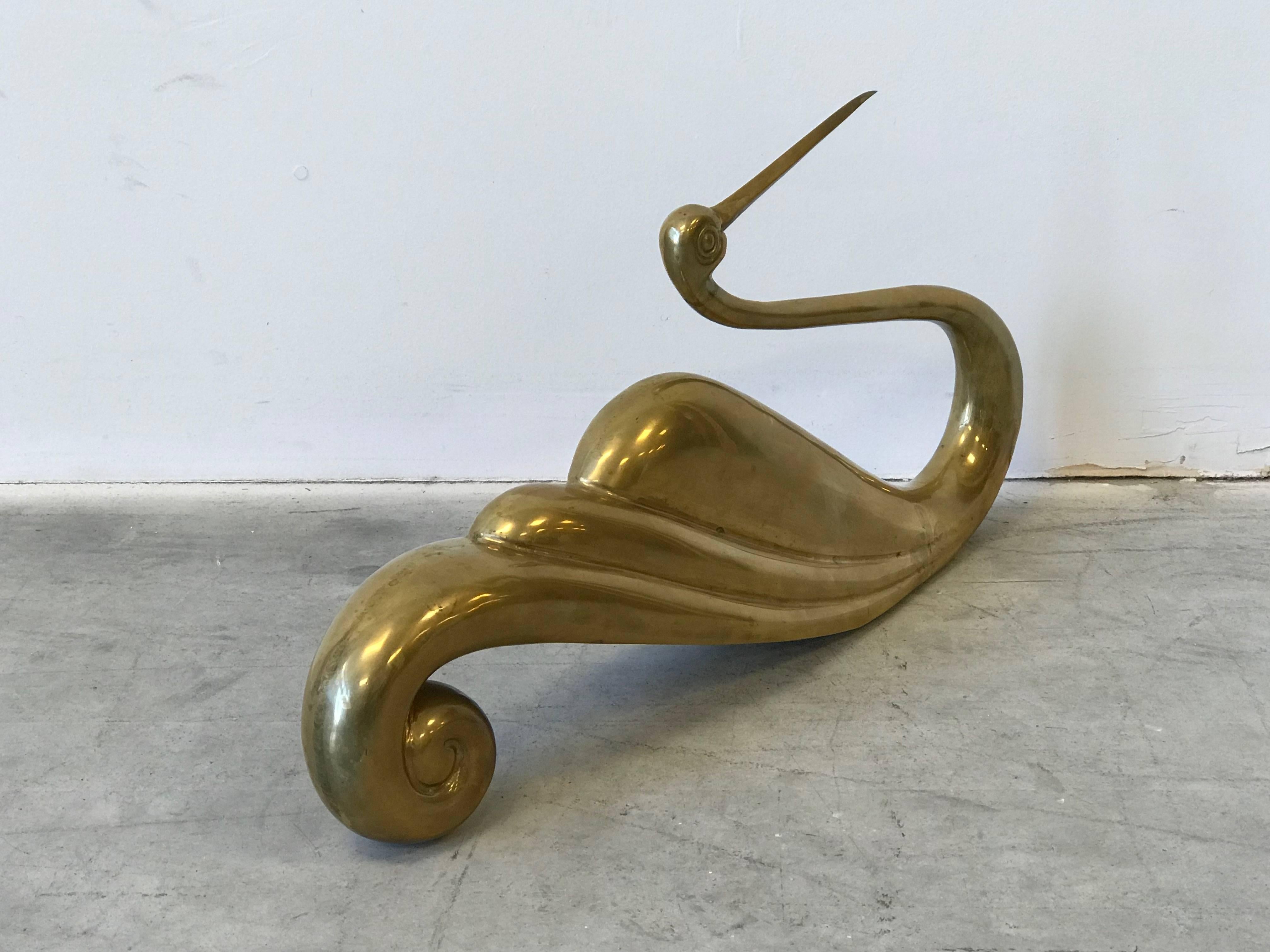 1950s Italian Brass Ibis Swan Bird Sculpture In Excellent Condition In Richmond, VA