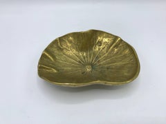 1940s Virginia Metalcrafters Brass Lotus Leaf Dish