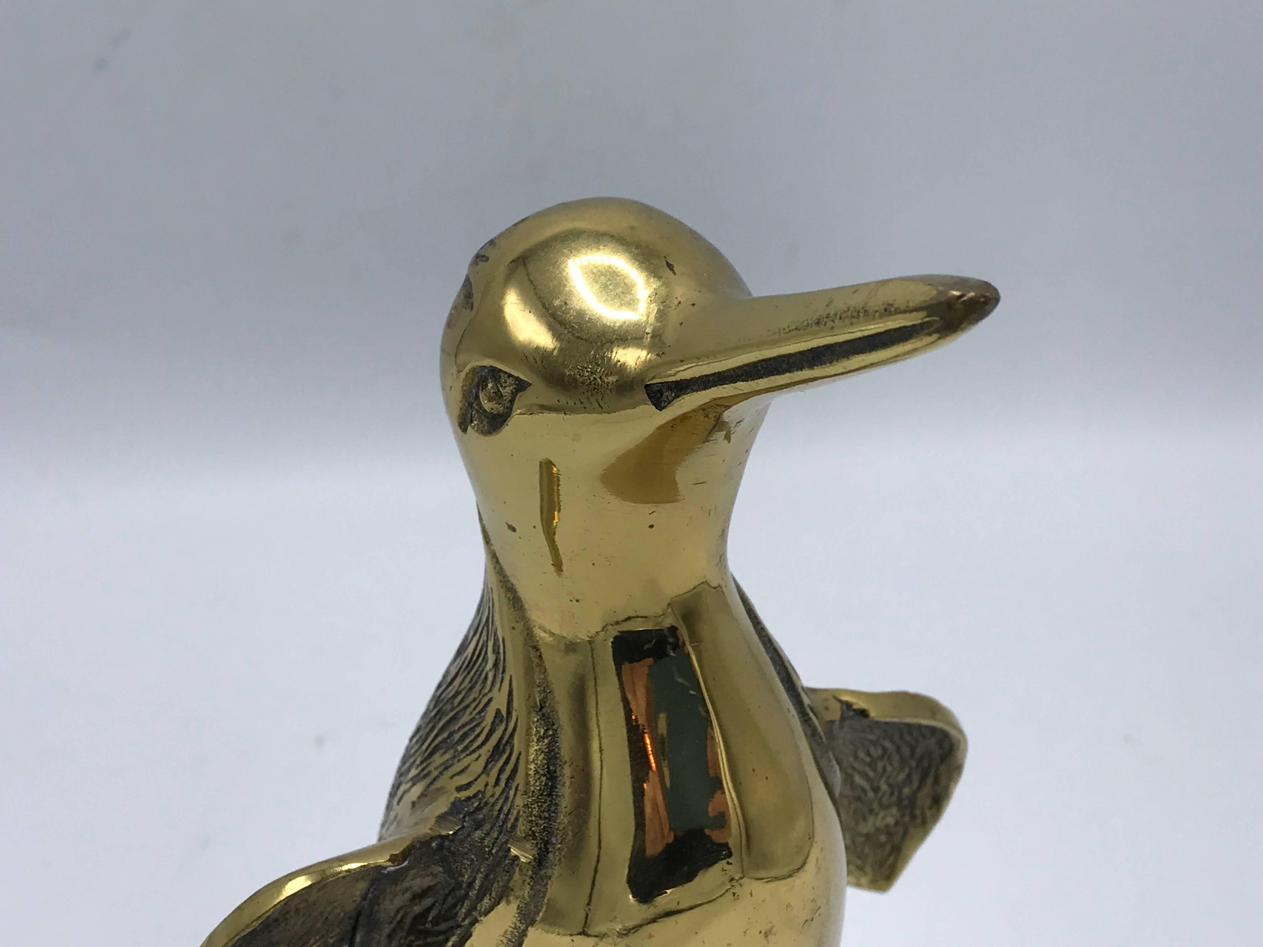 Mid-Century Modern 1970s Brass Penguin Sculpture